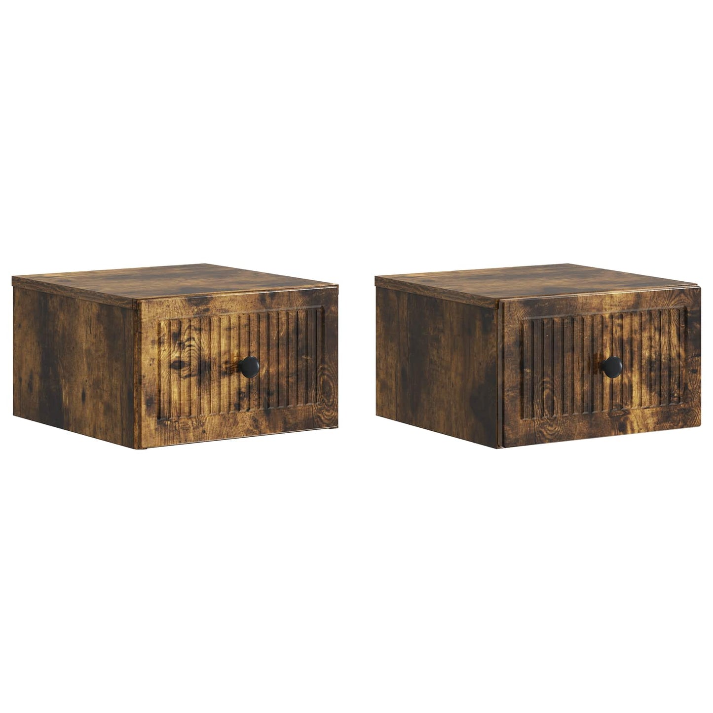 Vegghengt Nattbord med skuff 2 pcs Røkt Eik 33 x 34,5 x 20 cm