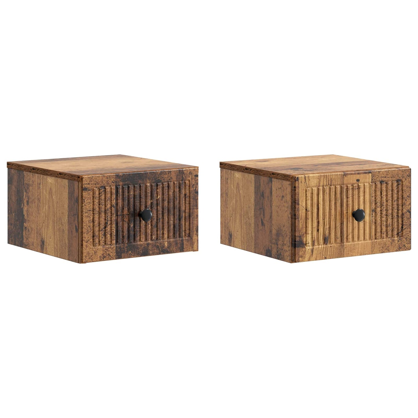 Vegghengt Nattbord 2 pcs Gammelt tre 33 x 34,5 x 20 cm
