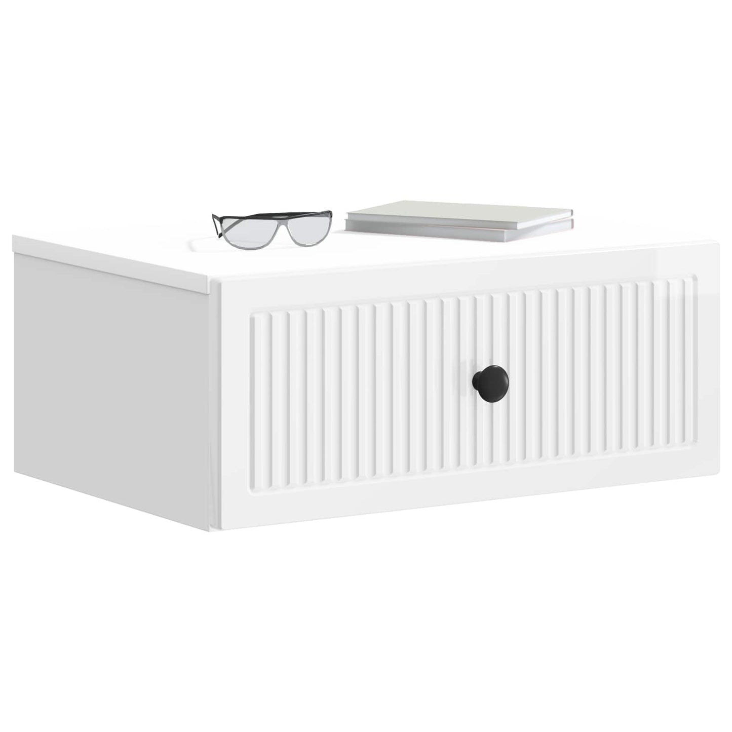 Nattbordskap med skuff 2 pcs Høgglans hvit 49 x 34,5 x 20 cm