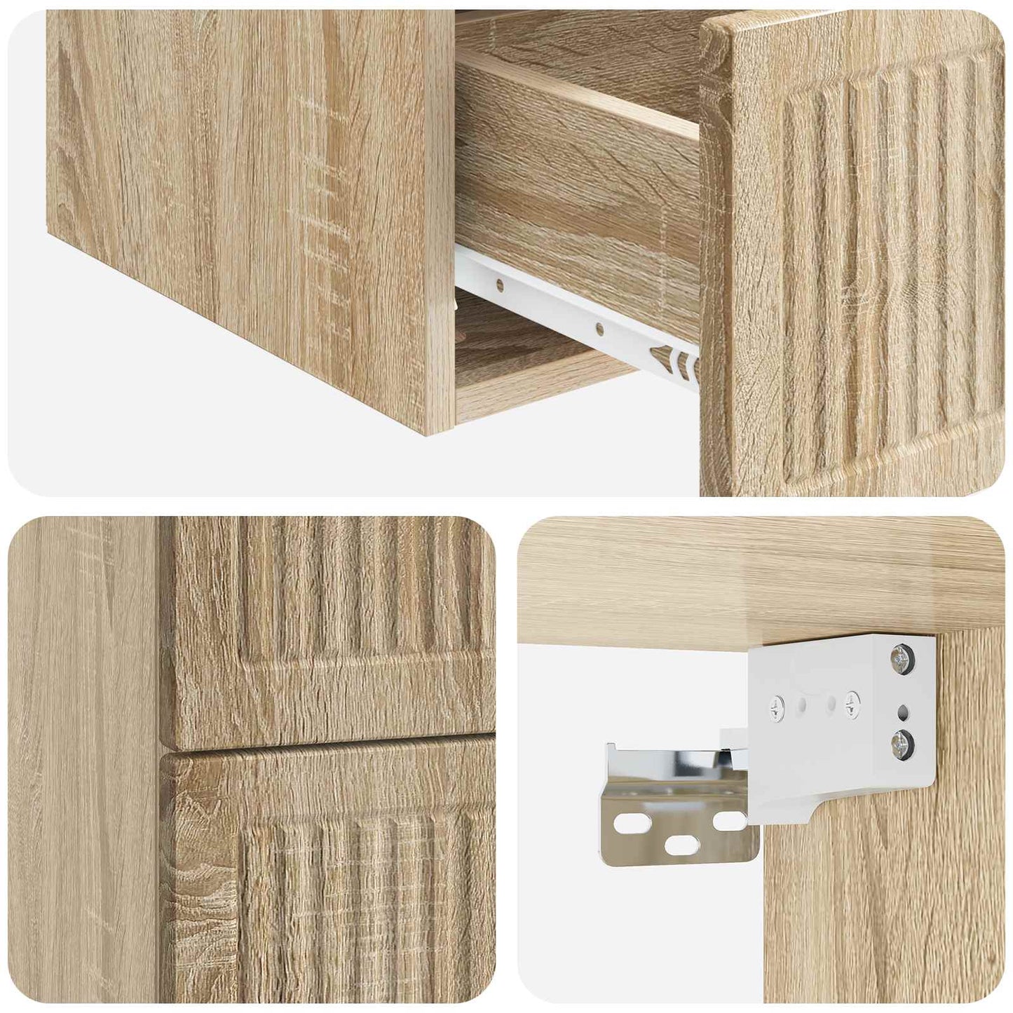 Vegghengt Nattbord Sonoma eik 33 x 34,5 x 40 cm Konstruert tre