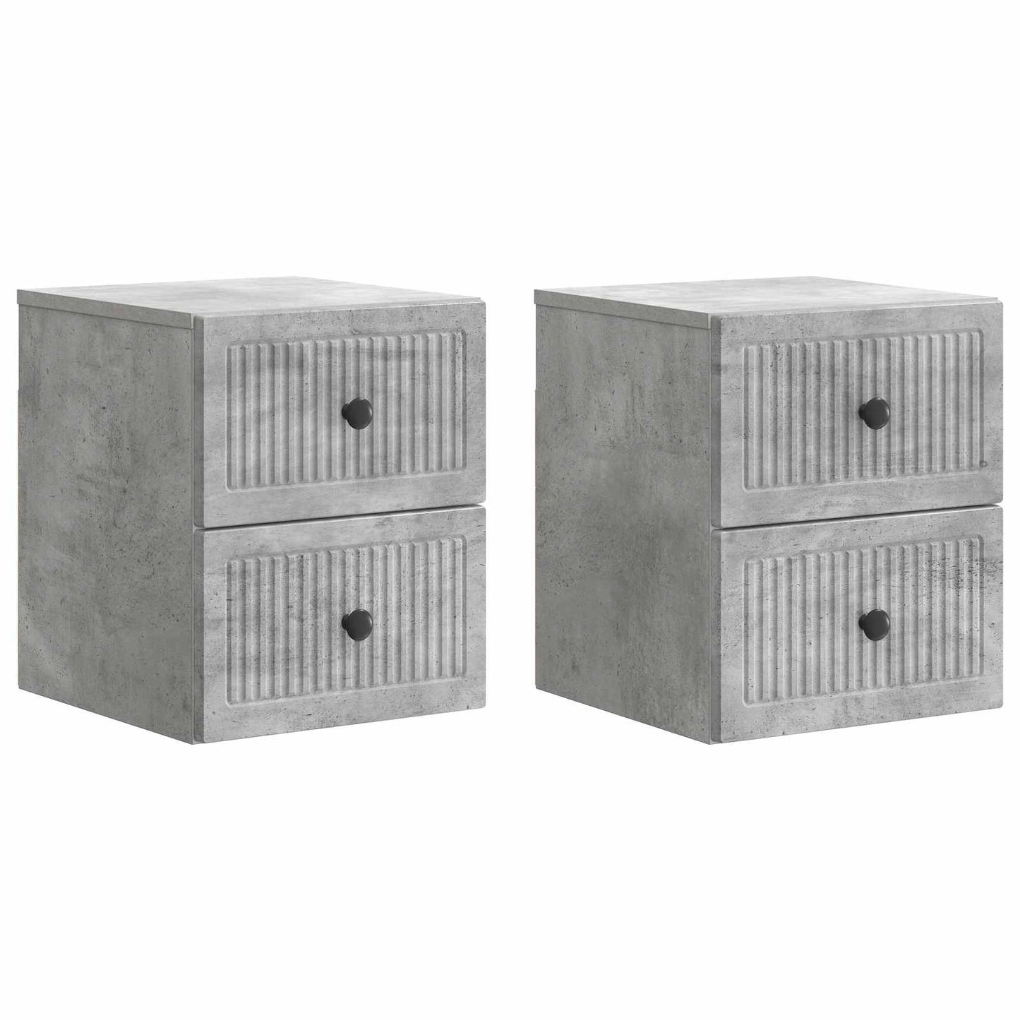 Vegghengt Nattbord med skuff 2 pcs Betonggrå 33 x 34,5 x 40 cm