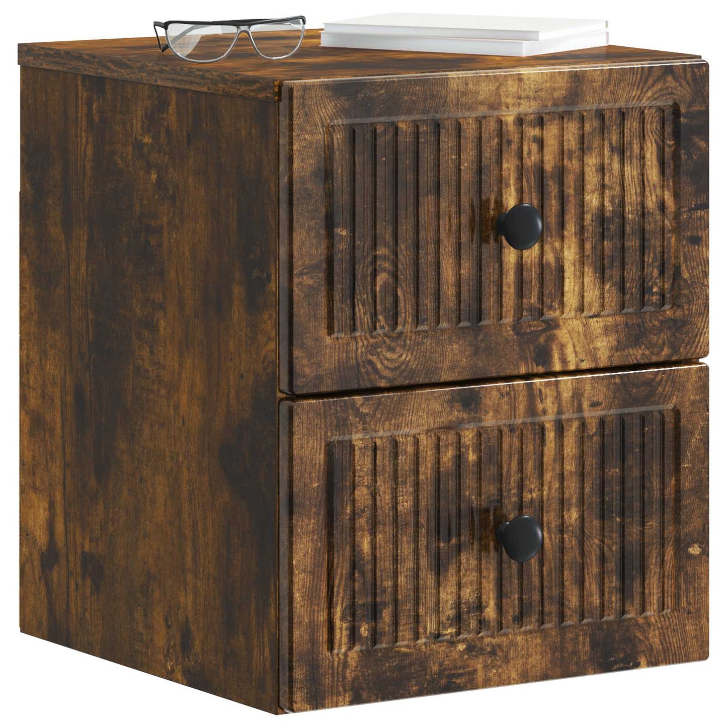 Vegghengt Nattbord med skuff 2 pcs Røkt Eik 33 x 34,5 x 40 cm