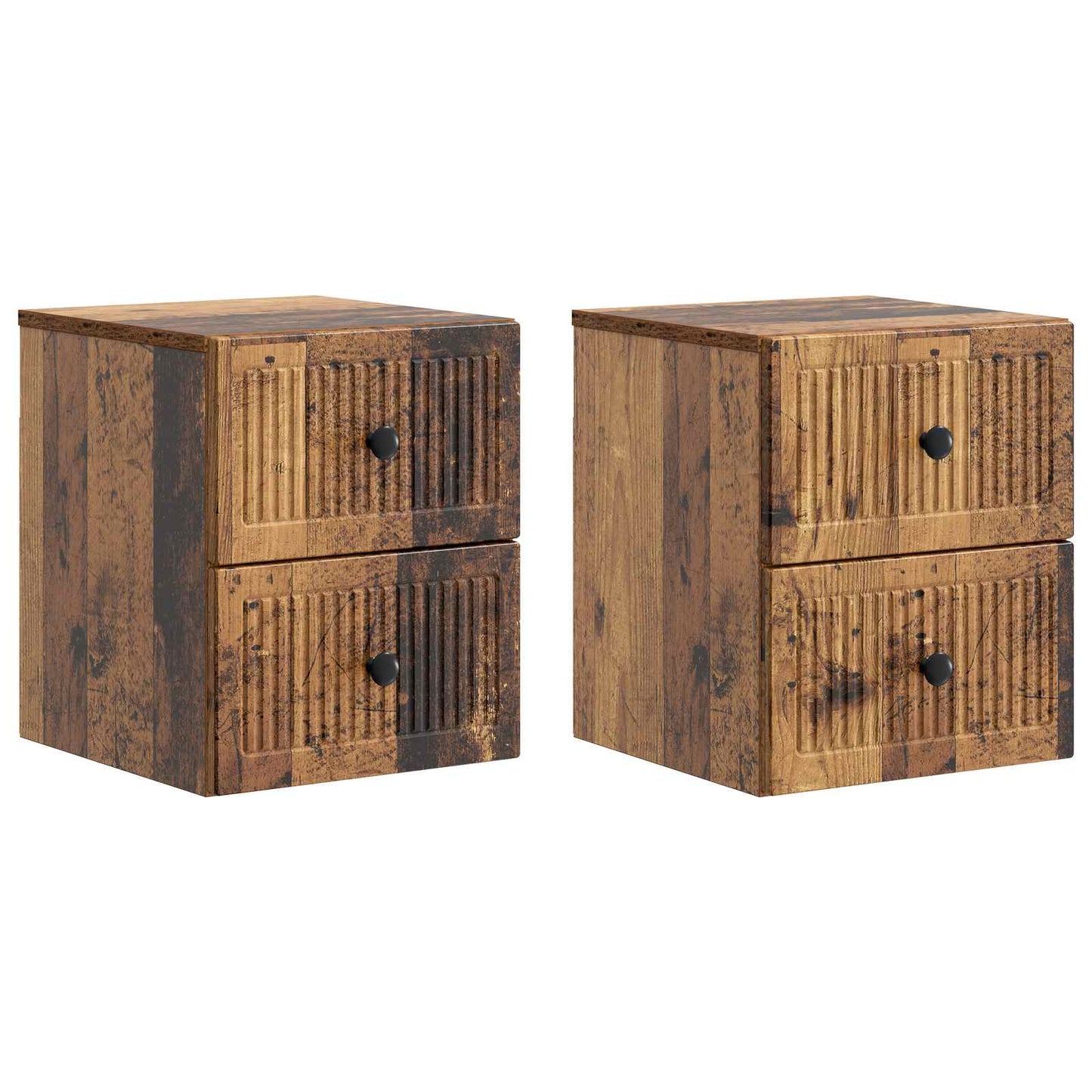 Vegghengt Nattbord 2 pcs Gammelt tre 33 x 34,5 x 40 cm