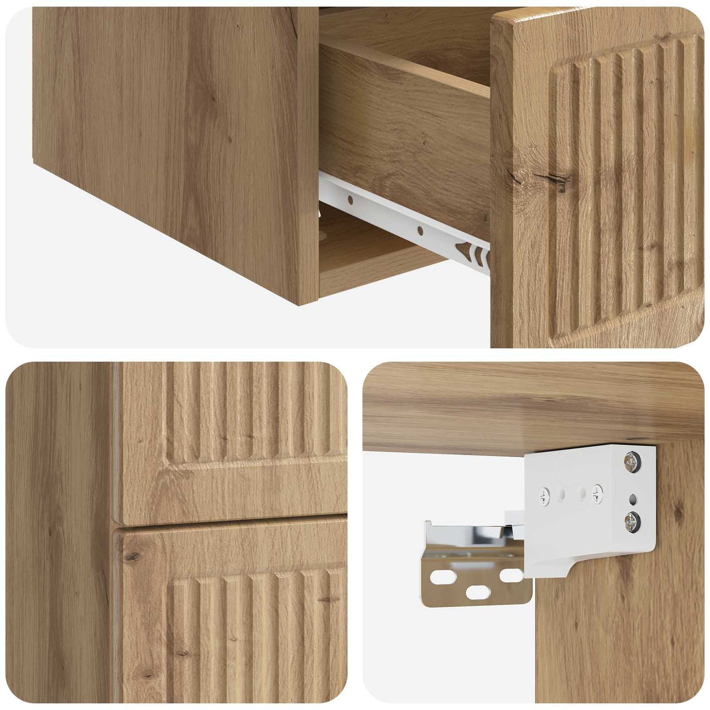Vegghengt Nattbord Artisan eik 33 x 34,5 x 40 cm Konstruert tre