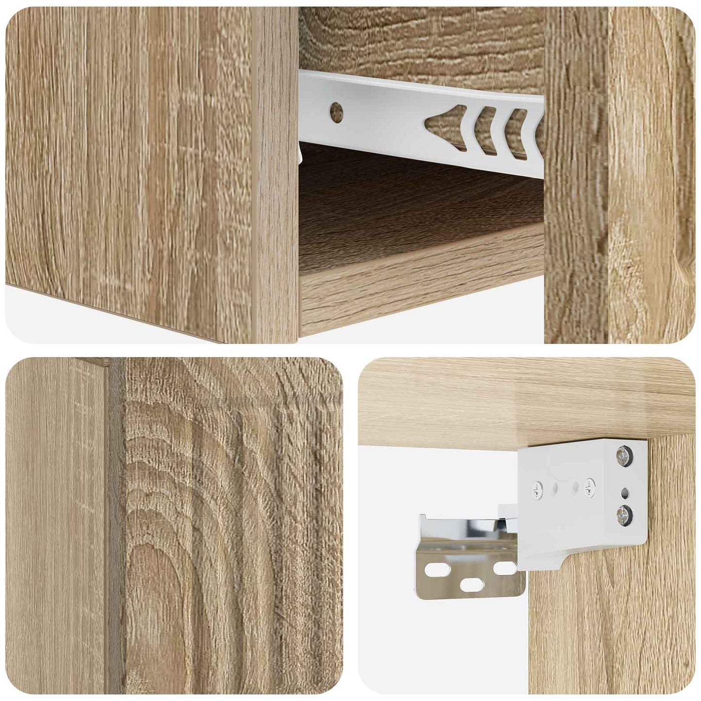 Vegghengt Sidebord Sonoma eik 59 x 34,5 x 17 cm Konstruert tre