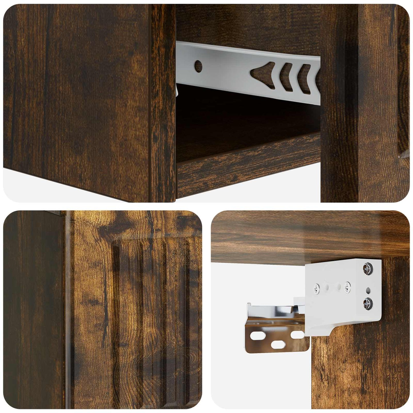 Vegghengt Sidebord Røkt Eik 59 x 34,5 x 17 cm Konstruert tre