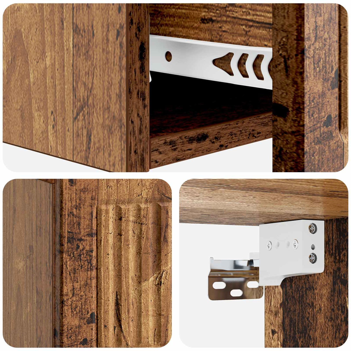 Vegghengt Sidebord Gammelt tre 59 x 34,5 x 17 cm Konstruert tre