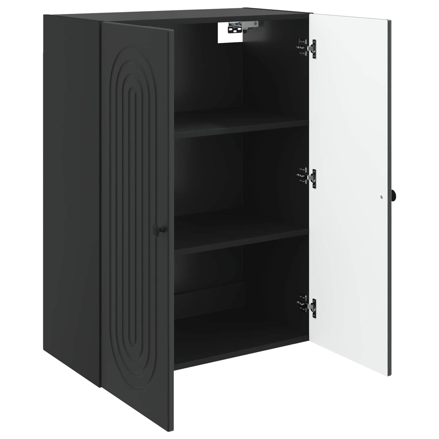 Vegghengt skap Svart 66 x 34,5 x 90 cm Konstruert tre