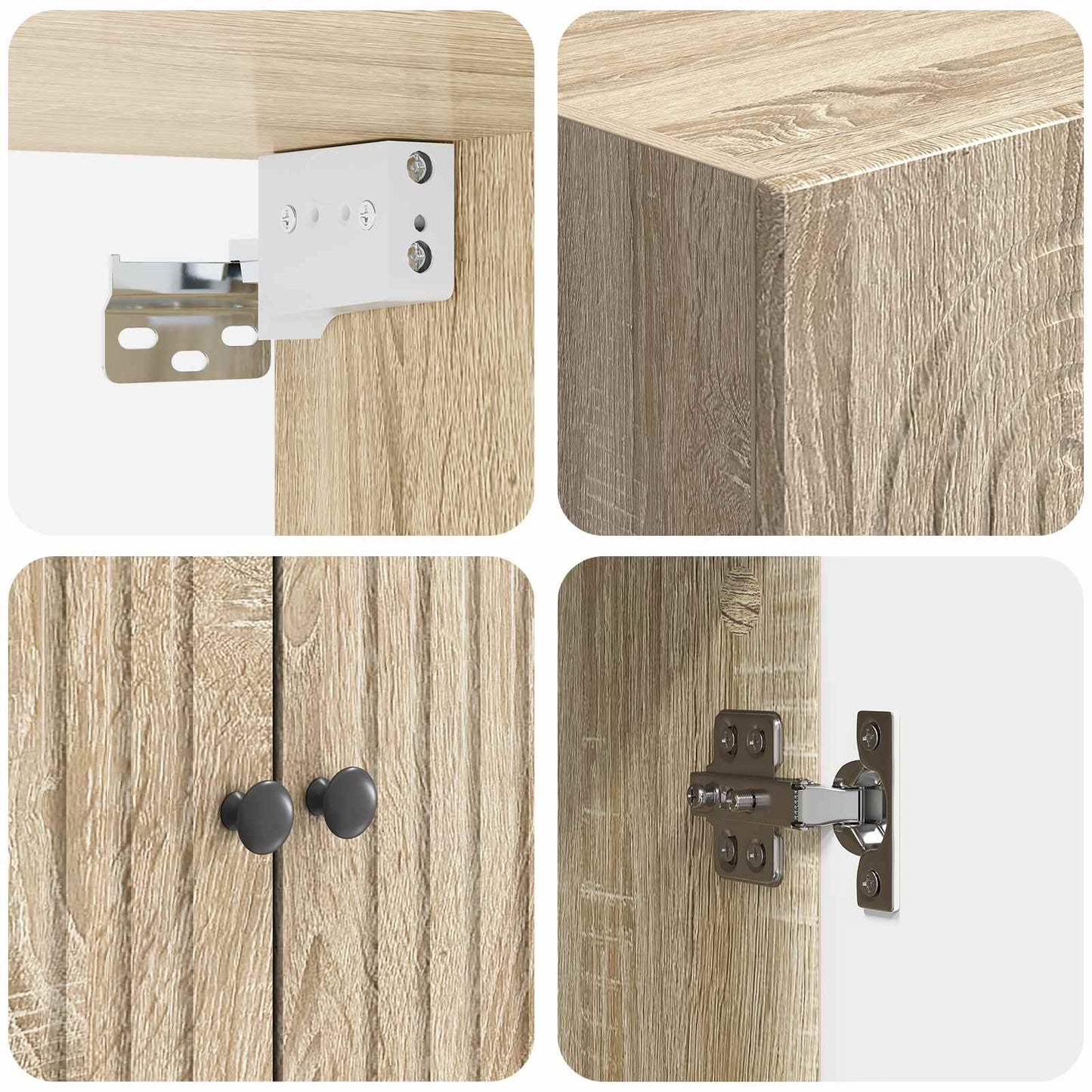 Vegghengt skap Sonoma eik 66 x 34,5 x 90 cm Konstruert tre