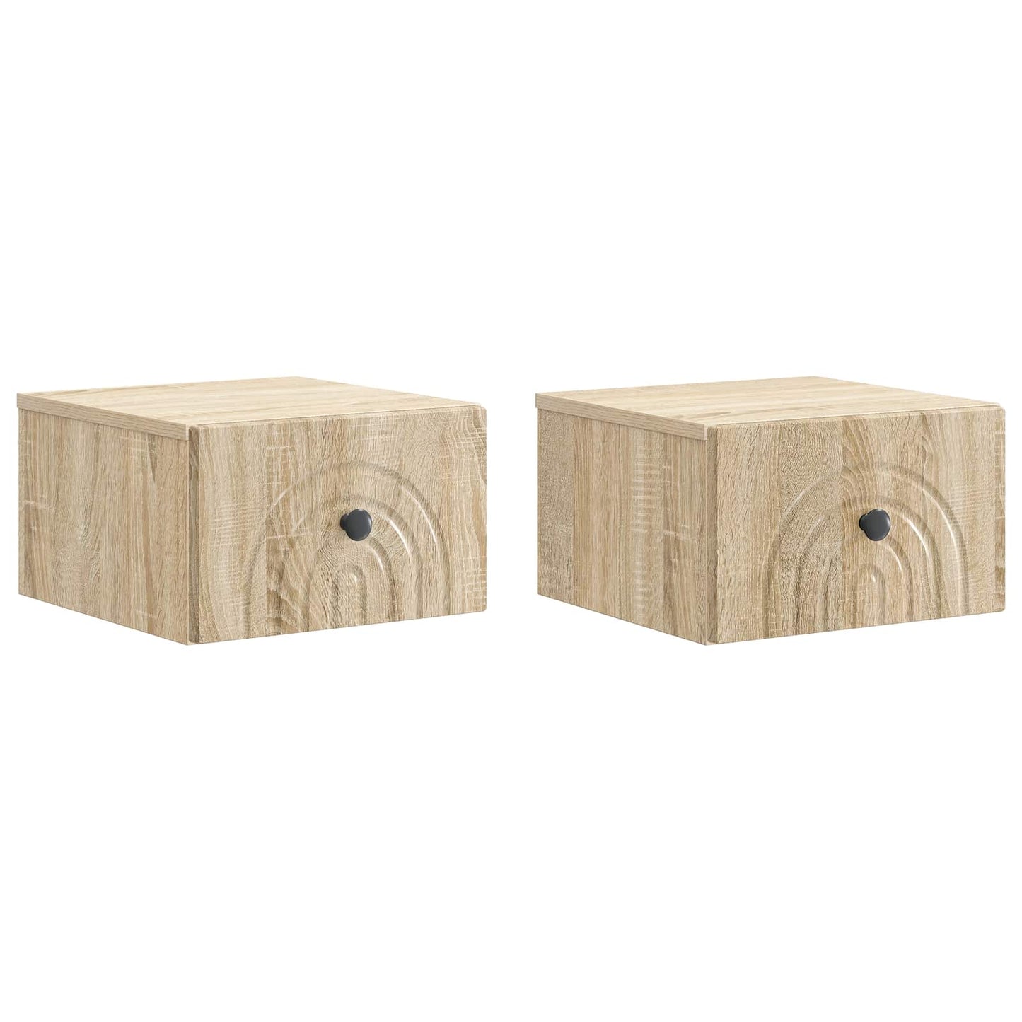 Vegghengt Nattbord med skuff 2 pcs Sonoma eik 33 x 34,5 x 20 cm