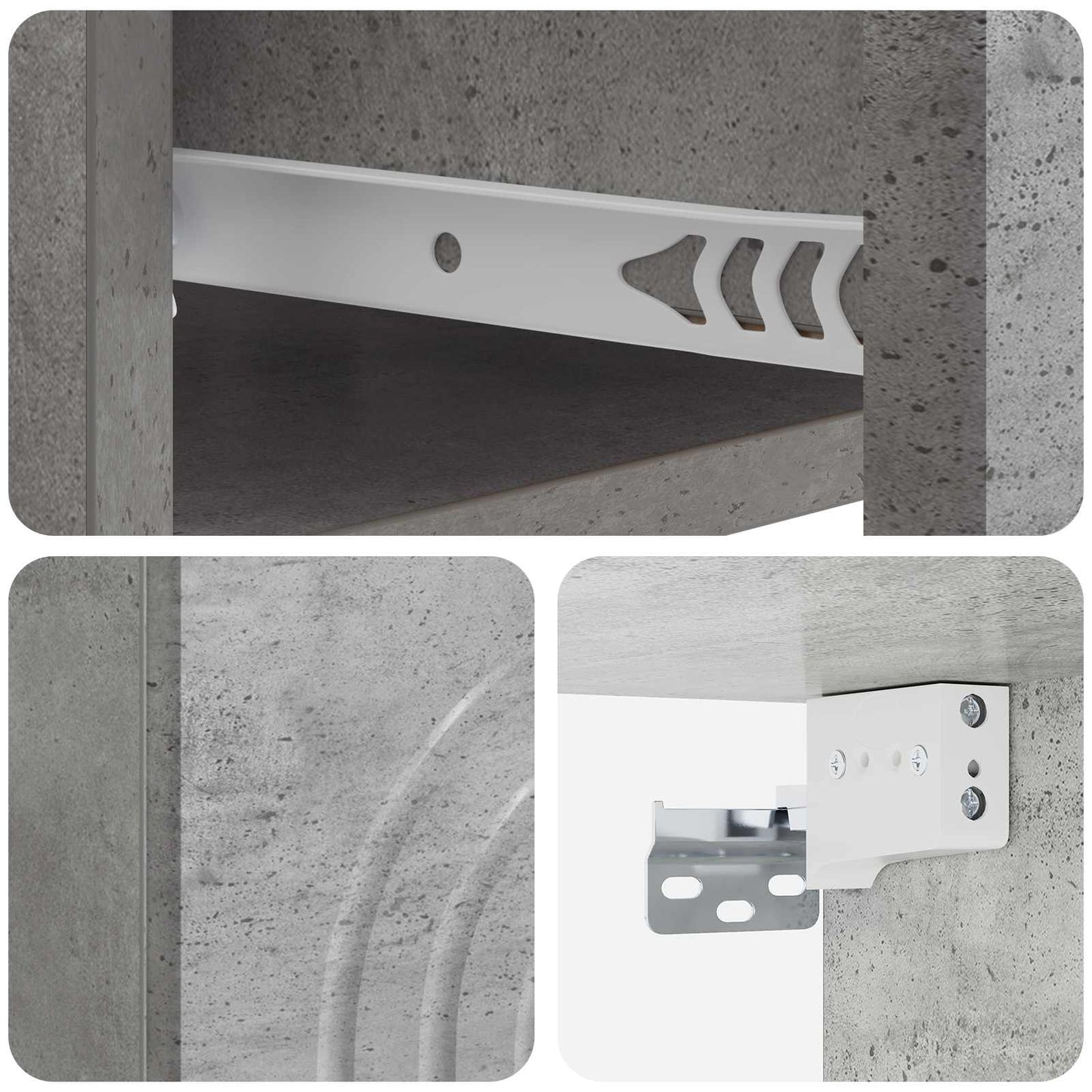 Vegghengt Nattbord med skuff 2 pcs Betonggrå 33 x 34,5 x 20 cm