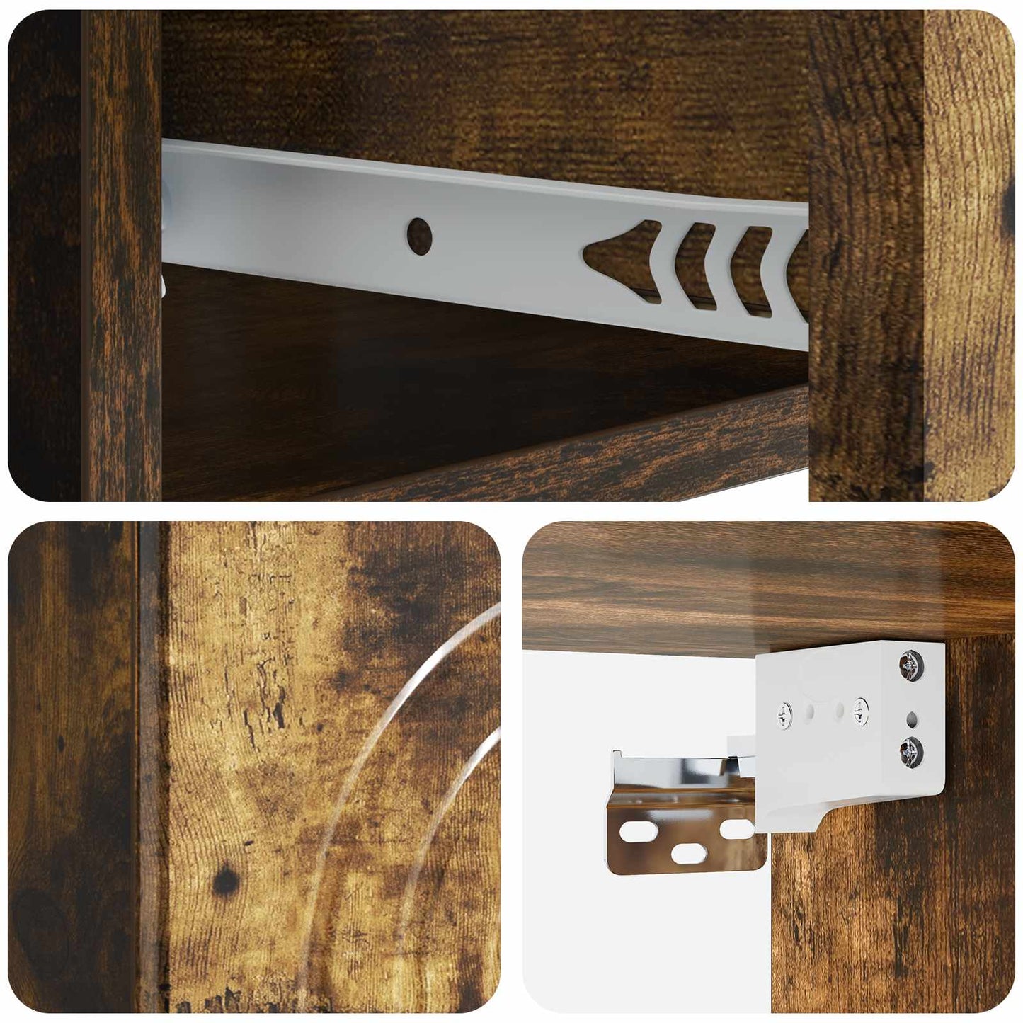 Vegghengt Nattbord Røkt Eik 33 x 34,5 x 20 cm Konstruert tre