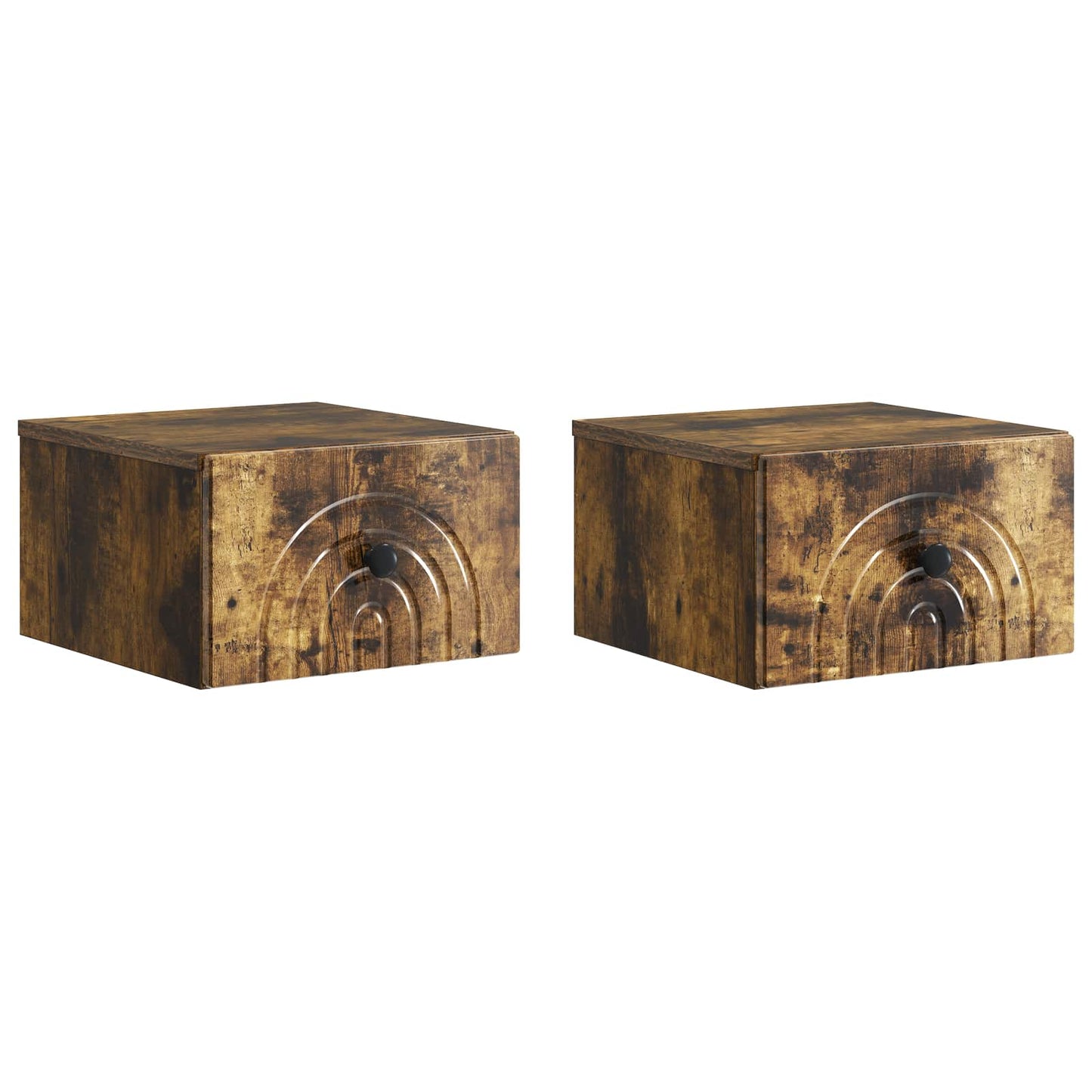 Vegghengt Nattbord med skuff 2 pcs Røkt Eik 33 x 34,5 x 20 cm