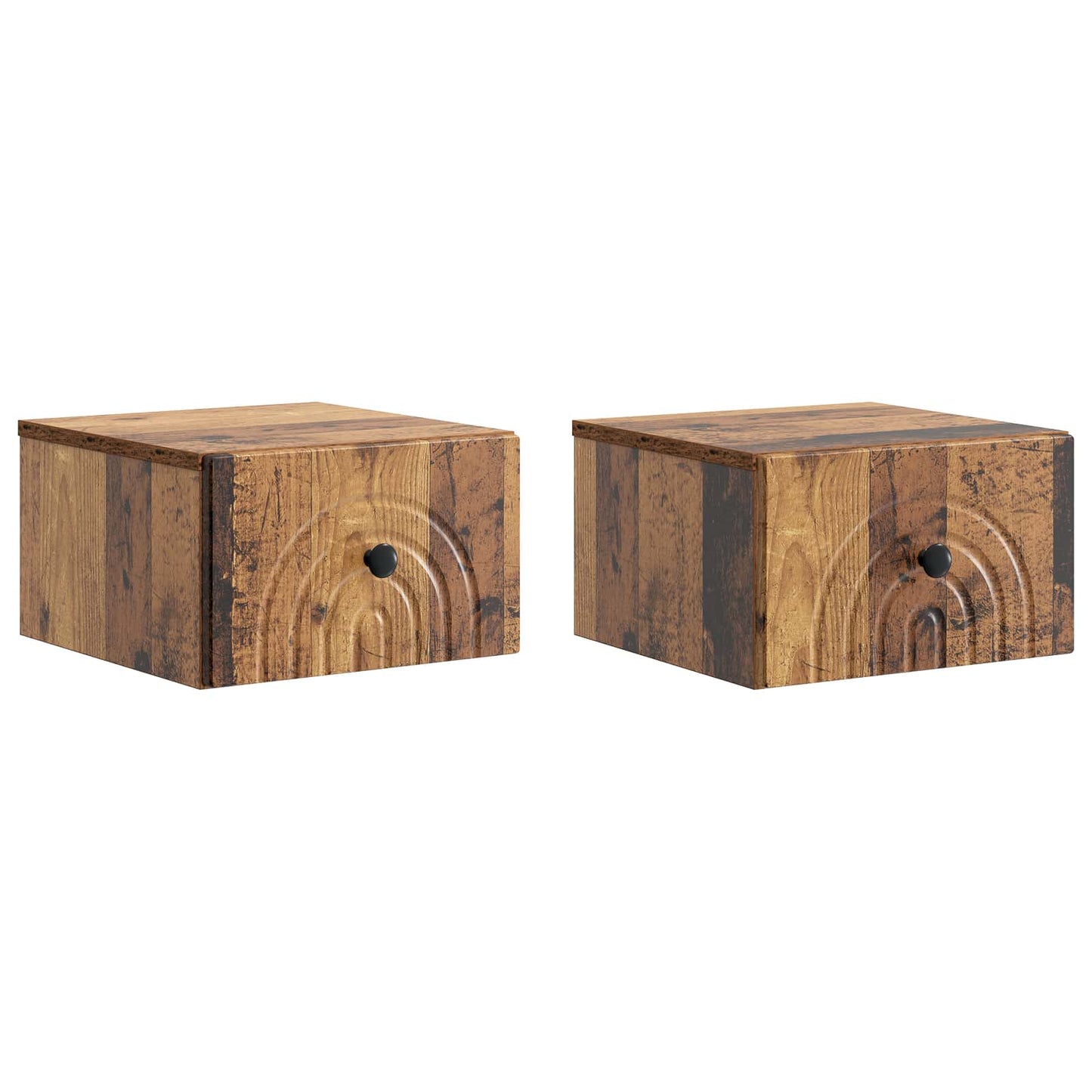 Vegghengt Nattbord 2 pcs Gammelt tre 33 x 34,5 x 20 cm