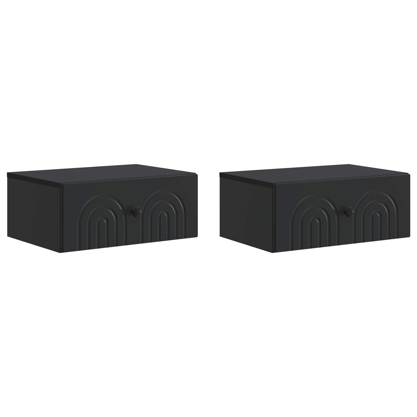 Vegghengt Nattbord 2 pcs Svart 49 x 34,5 x 20 cm Konstruert tre
