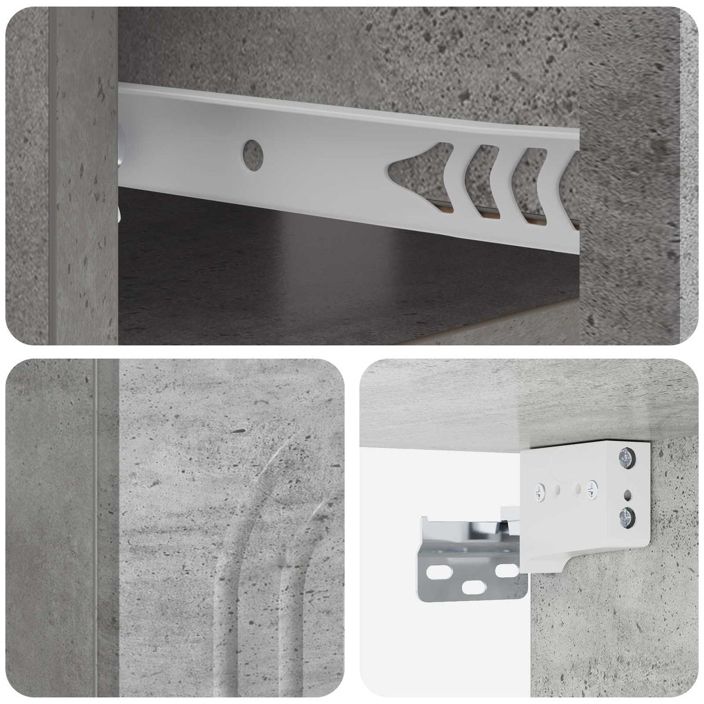 Vegghengt Nattbord Betonggrå 49 x 34,5 x 20 cm Konstruert tre