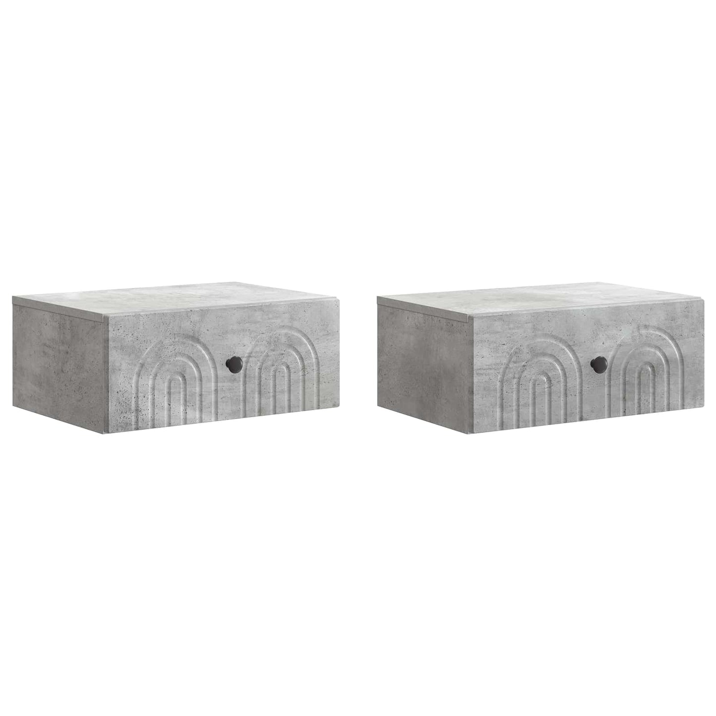 Vegghengt Nattbord med skuff 2 pcs Betonggrå 49 x 34,5 x 20 cm