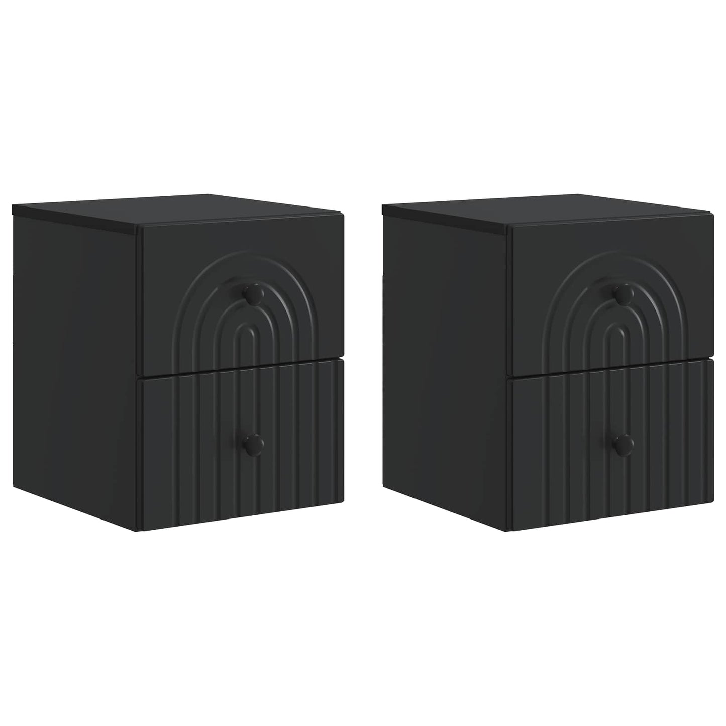 Vegghengt Nattbord 2 pcs Svart 33 x 34,5 x 40 cm Konstruert tre