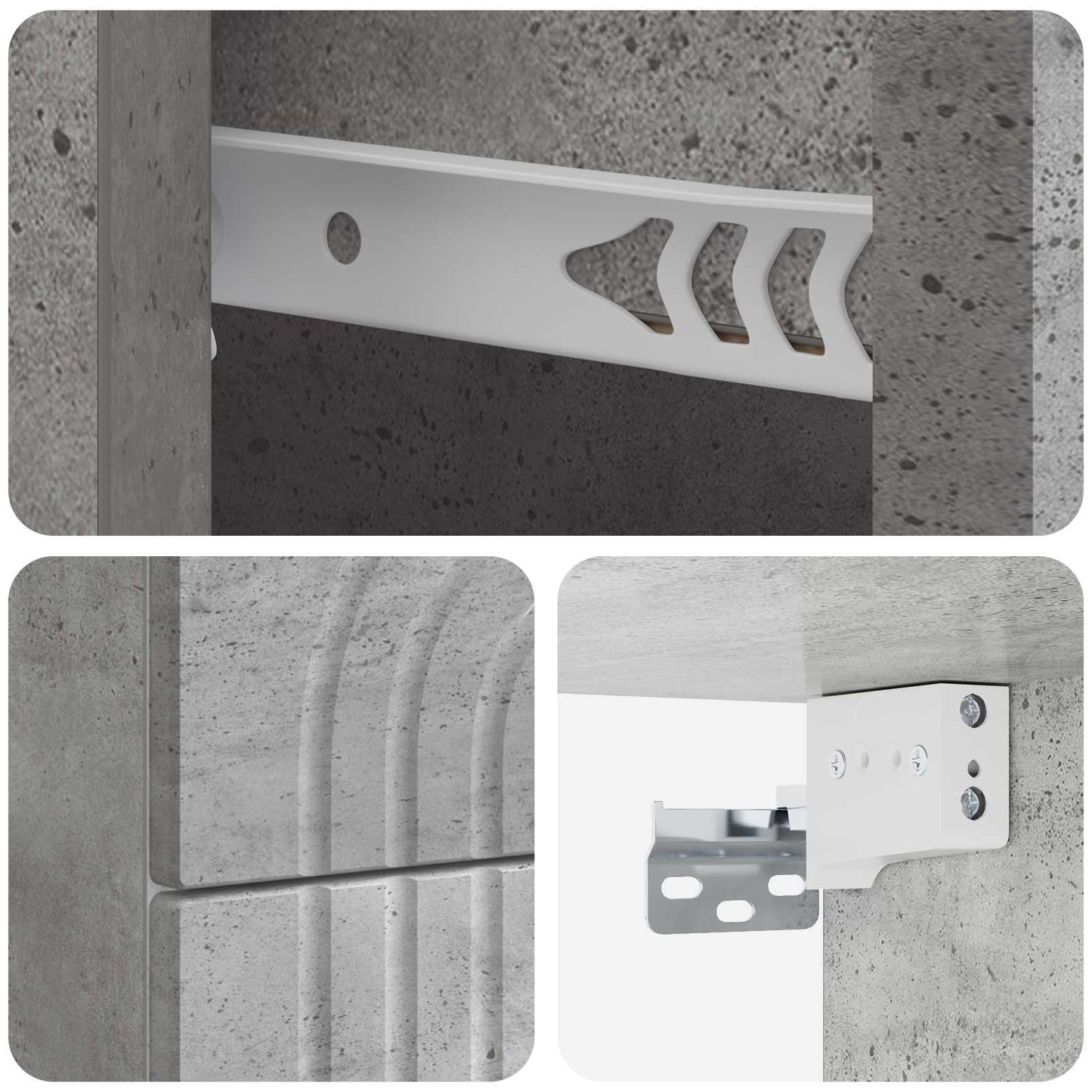 Vegghengt Nattbord Betonggrå 33 x 34,5 x 40 cm Konstruert tre