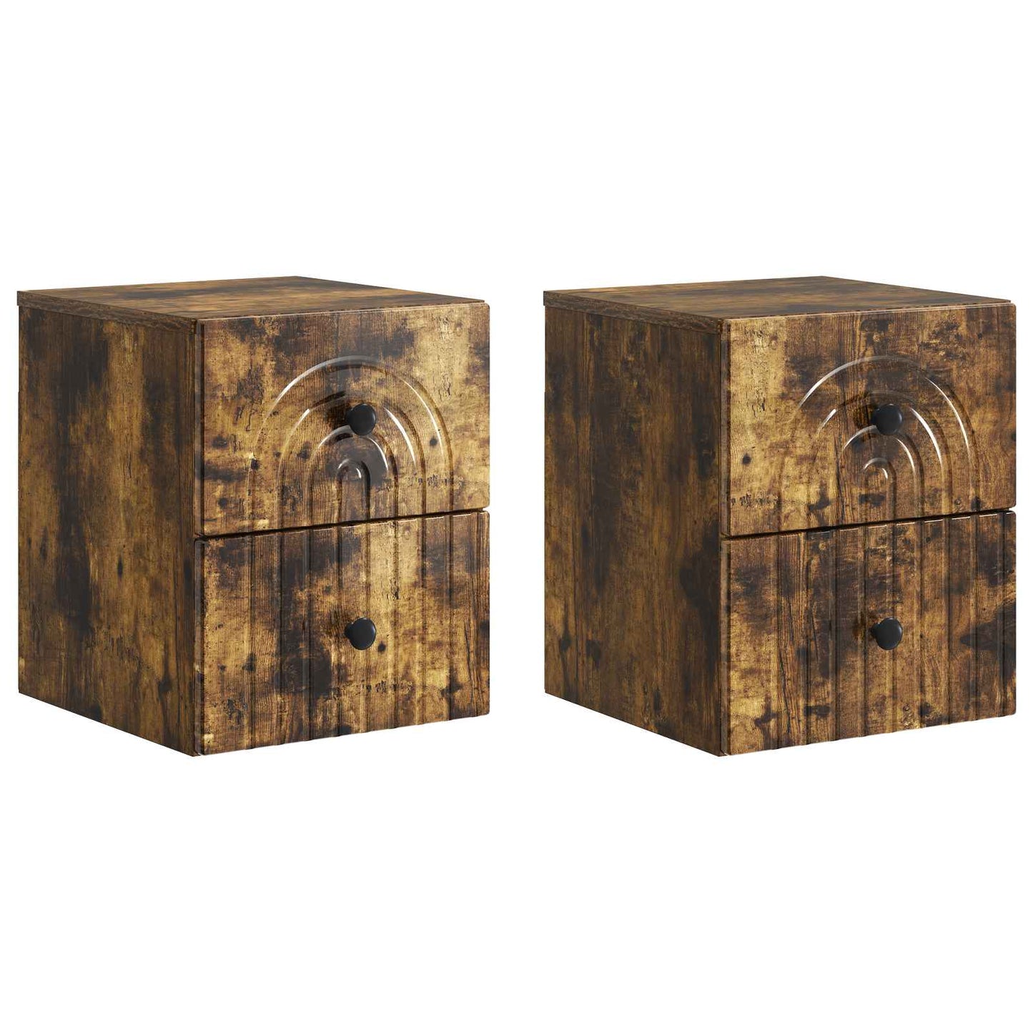 Vegghengt Nattbord med skuff 2 pcs Røkt Eik 33 x 34,5 x 40 cm