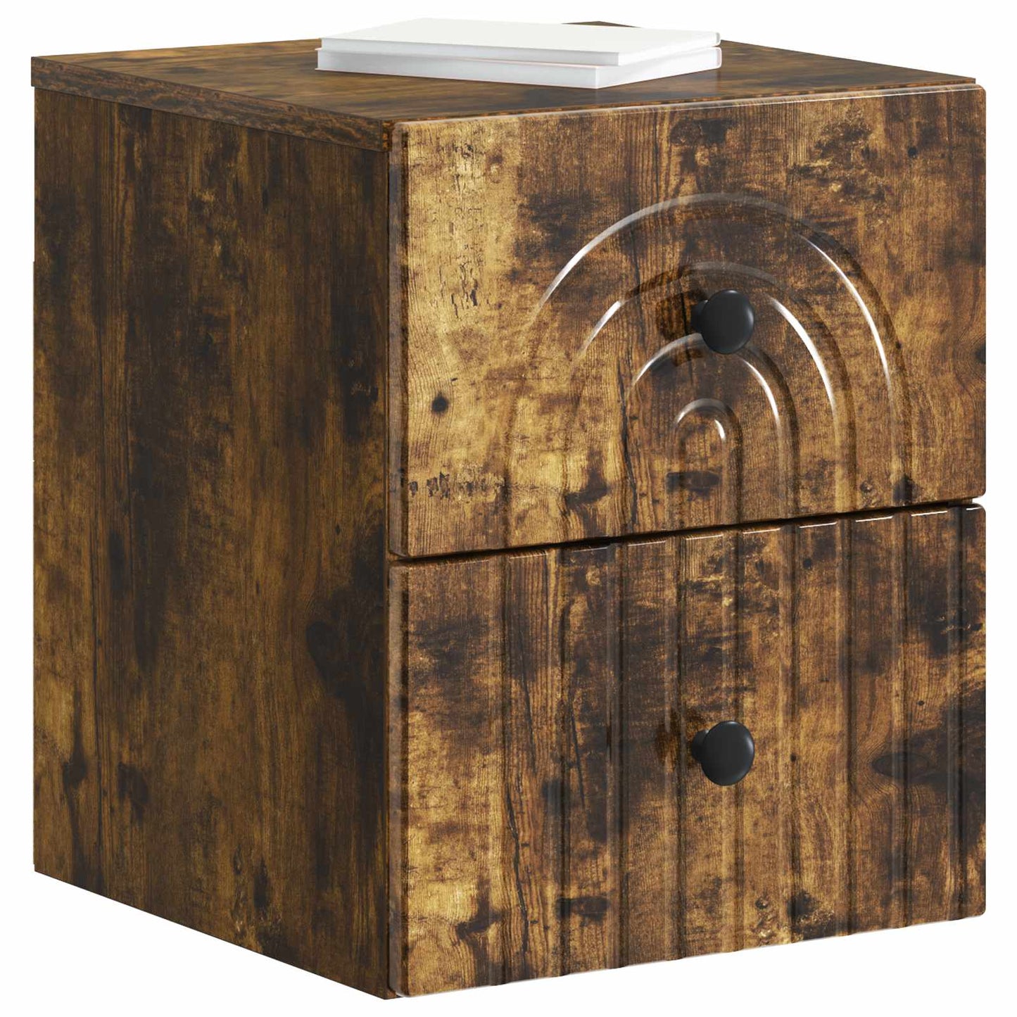 Vegghengt Nattbord med skuff 2 pcs Røkt Eik 33 x 34,5 x 40 cm