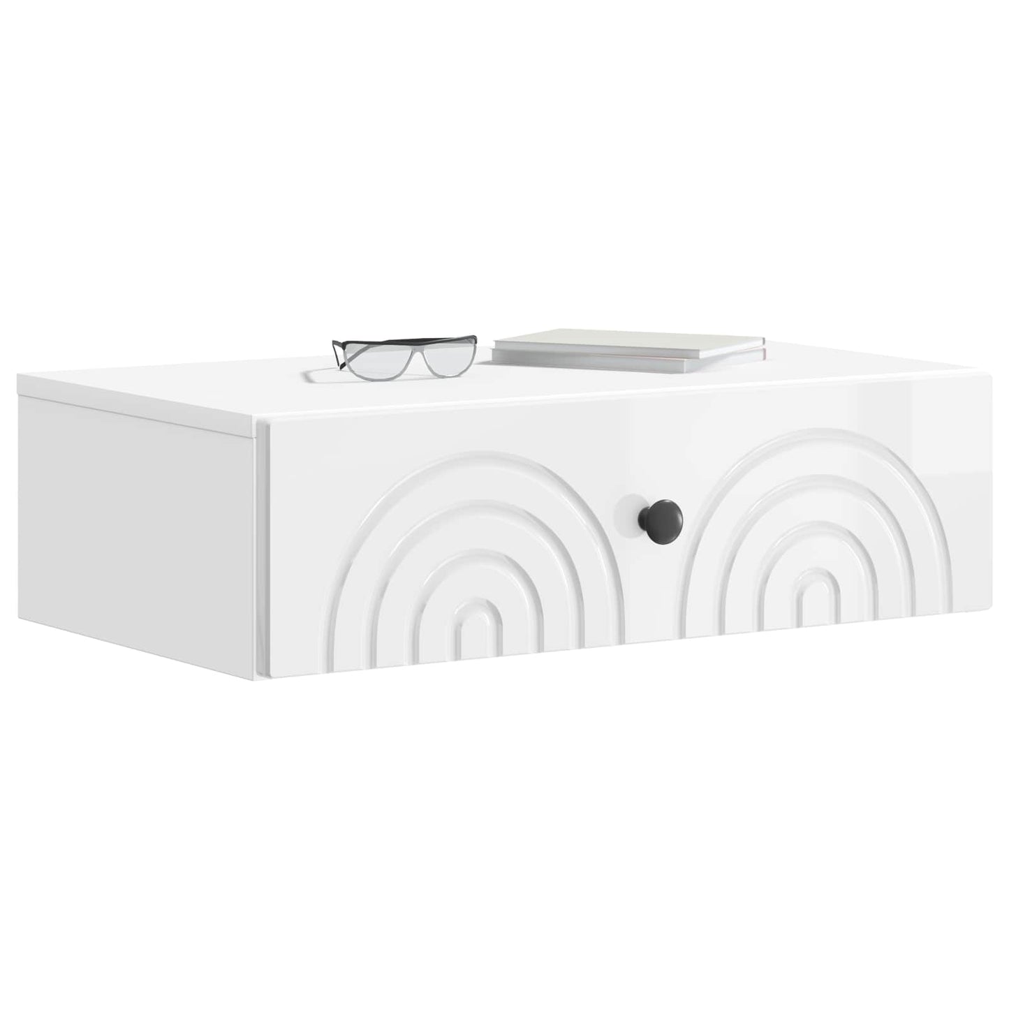 Vegghengt Sidebord Høgglans hvit 59 x 34,5 x 17 cm