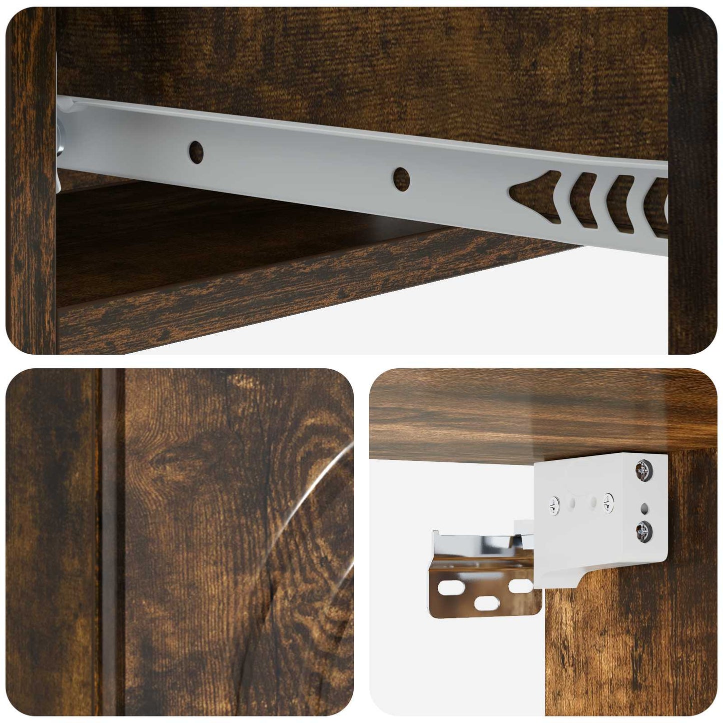 Vegghengt Sidebord Røkt Eik 59 x 34,5 x 17 cm Konstruert tre