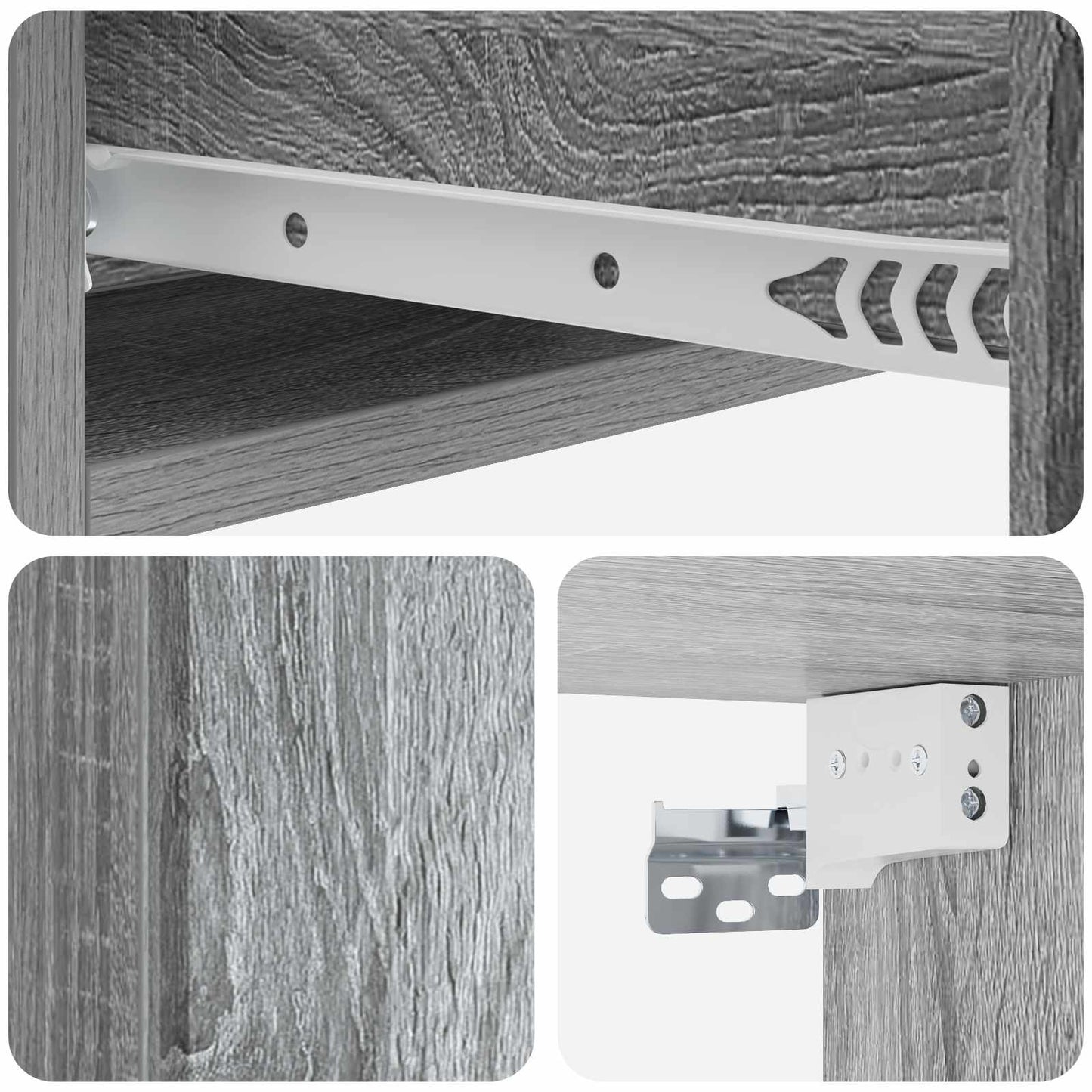 Vegghengt Sidebord Grå sonoma 59 x 34,5 x 17 cm Konstruert tre