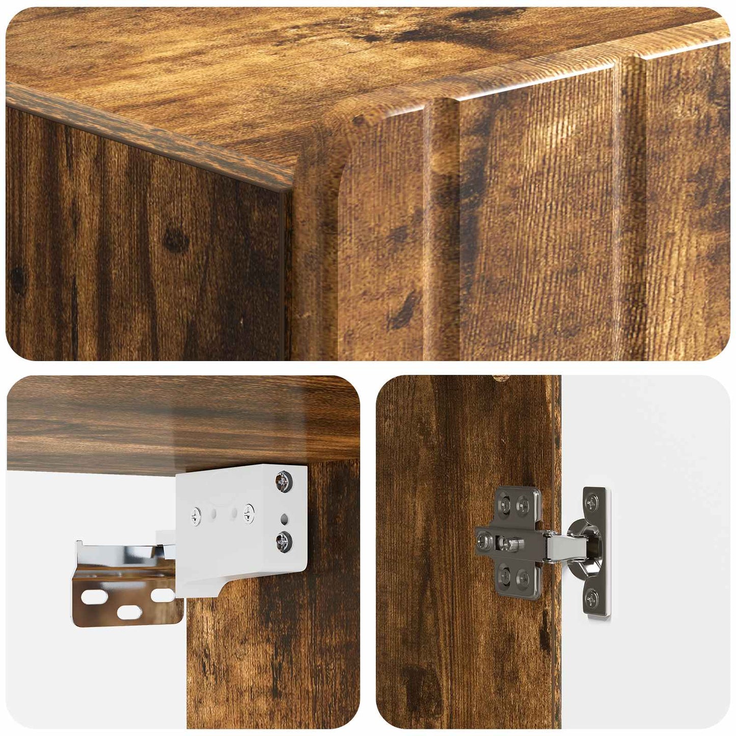 Vegghengt skap Røkt Eik 66 x 34,5 x 92 cm Konstruert tre