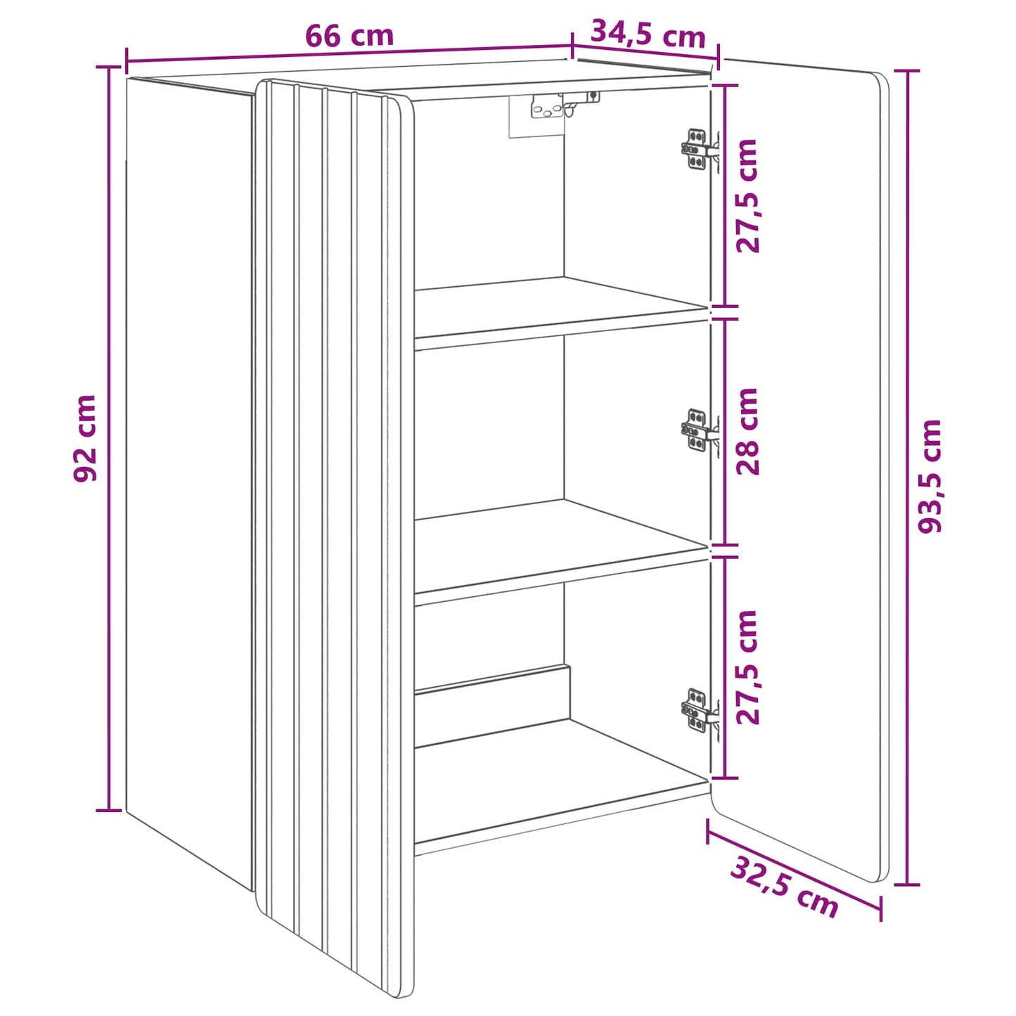Vegghengt skap Grå Sonoma 66 x 34,5 x 92 cm Konstruert tre
