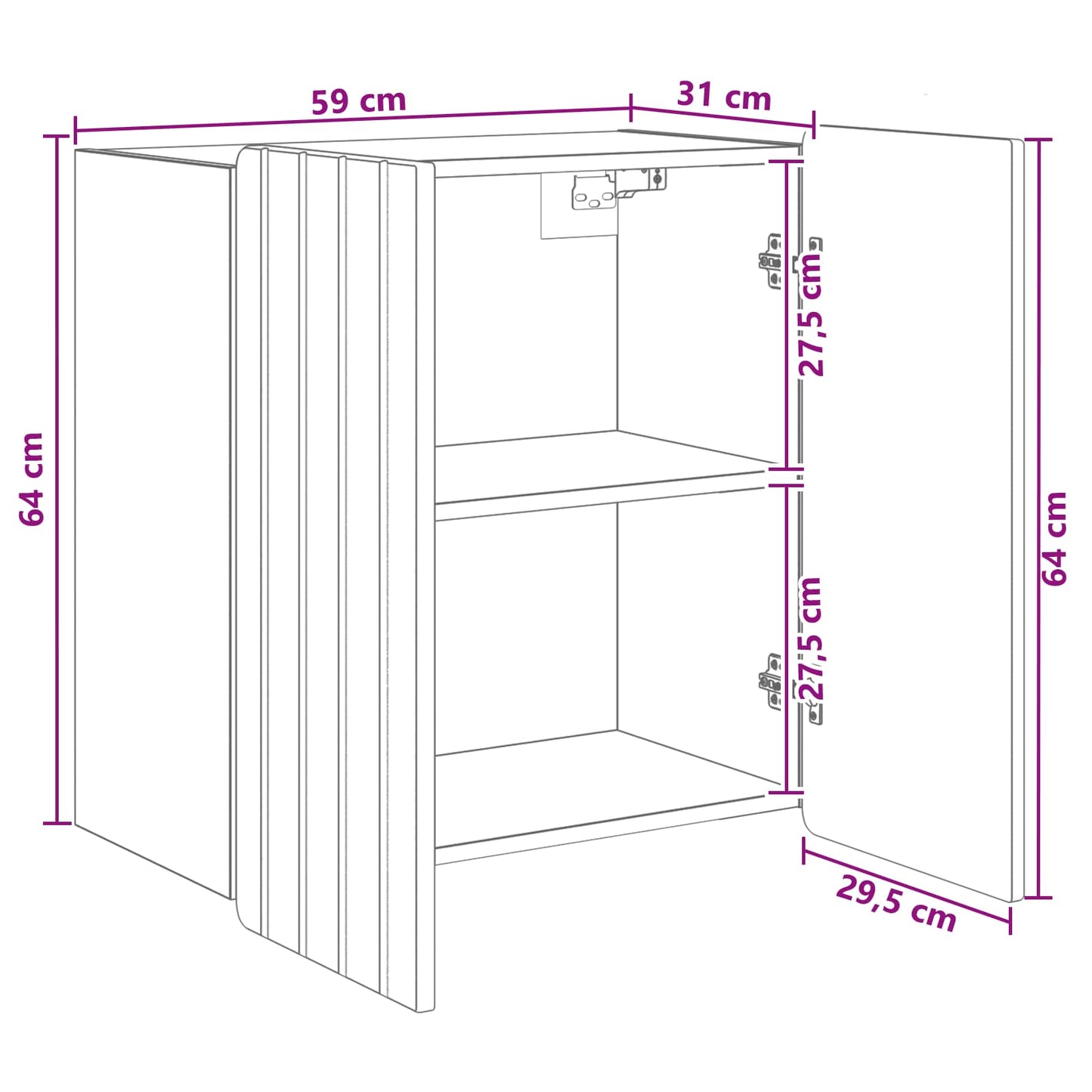 Vegghengt skap Artisan eik 59 x 31 x 64 cm Konstruert tre