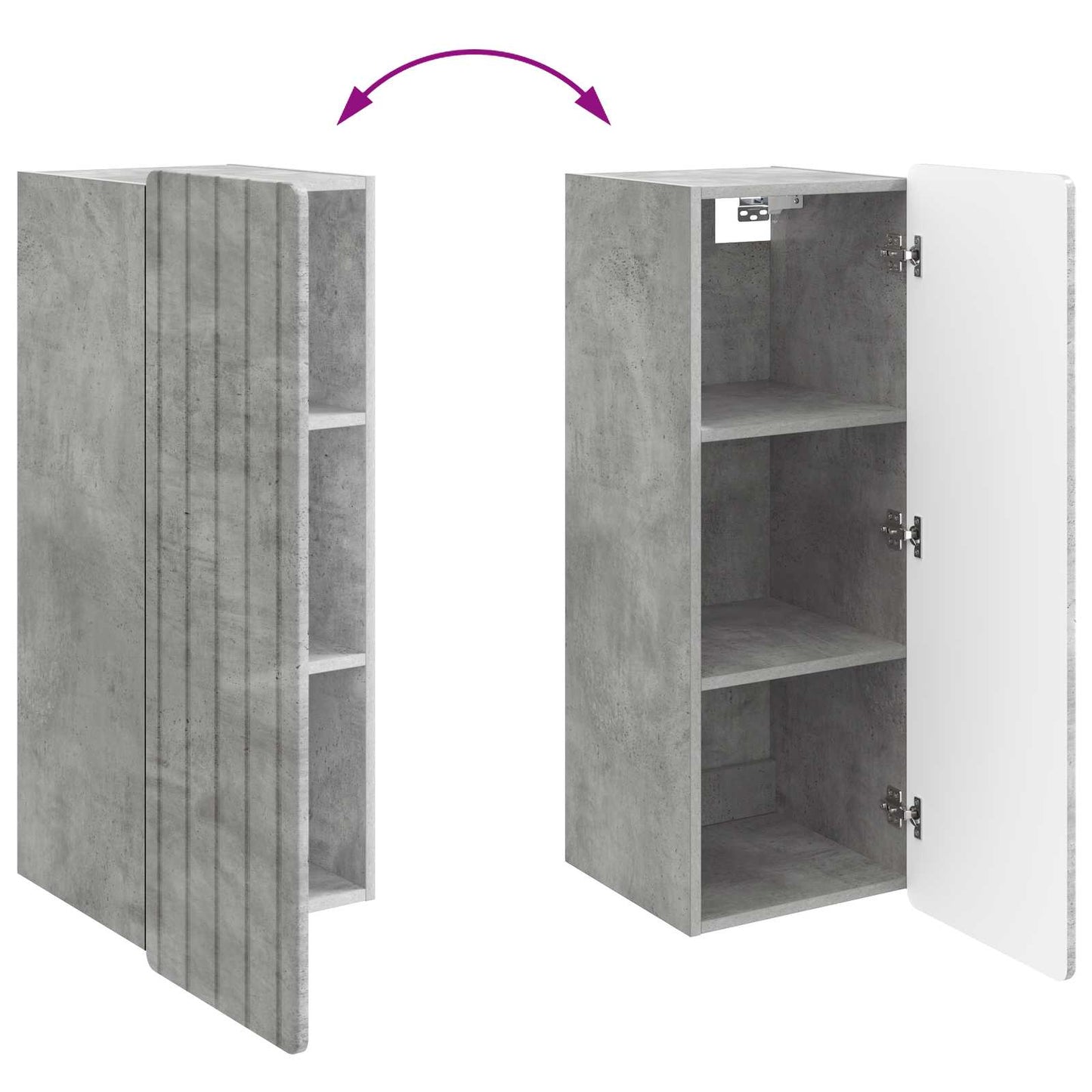 Vegghengt skap Betonggrå 33 x 34,5 x 94 cm Konstruert tre