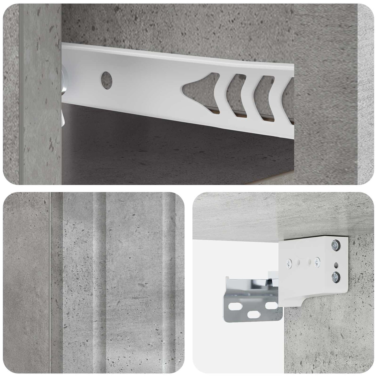 Vegghengt Nattbord med skuff 2 pcs Betonggrå 33 x 34,5 x 24 cm