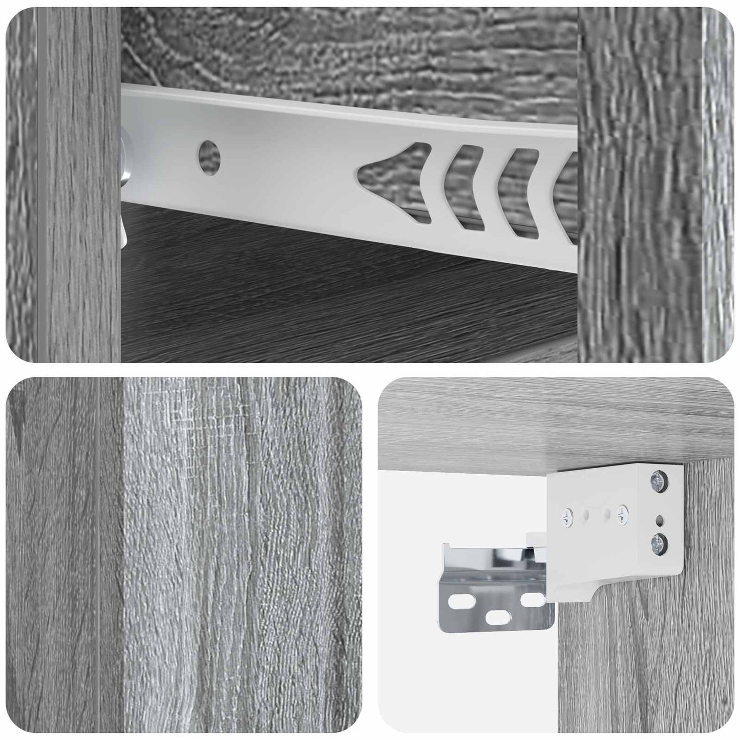 Vegghengt Nattbord med skuff 2 pcs Grå sonoma 33 x 34,5 x 24 cm