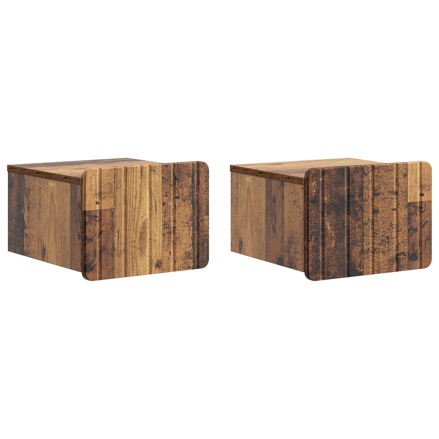 Vegghengt Nattbord 2 pcs Gammelt tre 33 x 34,5 x 24 cm