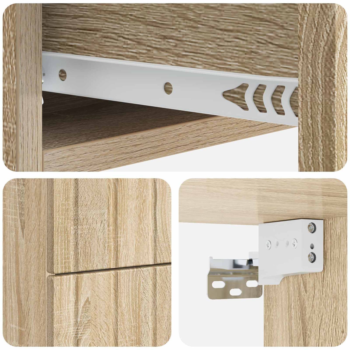Vegghengt Nattbord Sonoma eik 33 x 34,5 x 43 cm Konstruert tre