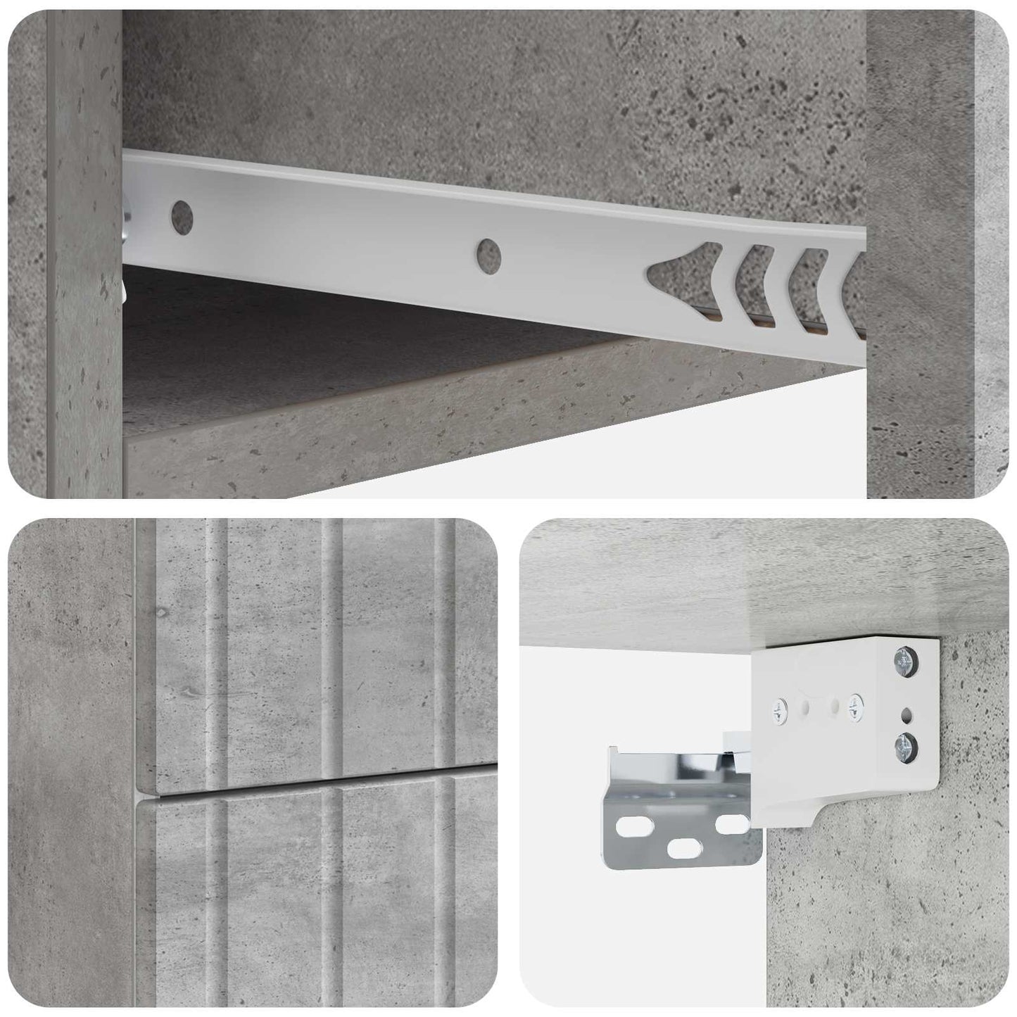 Vegghengt Nattbord med skuff 2 pcs Betonggrå 33 x 34,5 x 43 cm