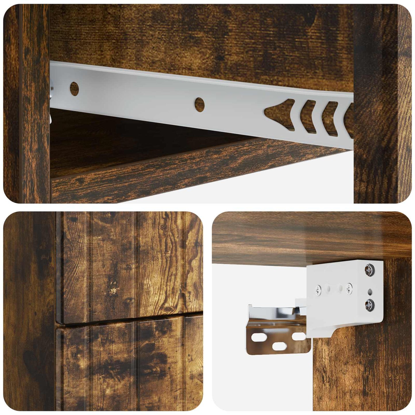 Vegghengt Nattbord Røkt Eik 33 x 34,5 x 43 cm Konstruert tre