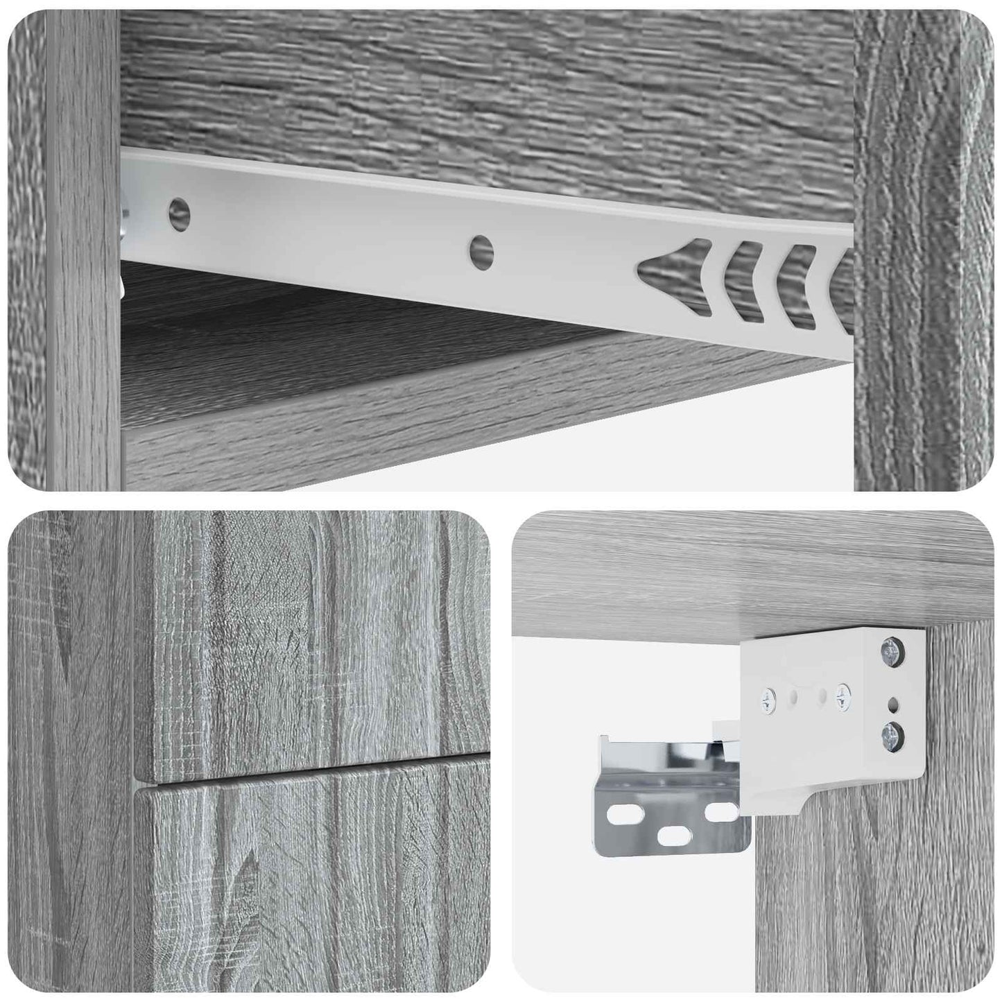 Vegghengt Nattbord med skuff 2 pcs Grå sonoma 33 x 34,5 x 43 cm