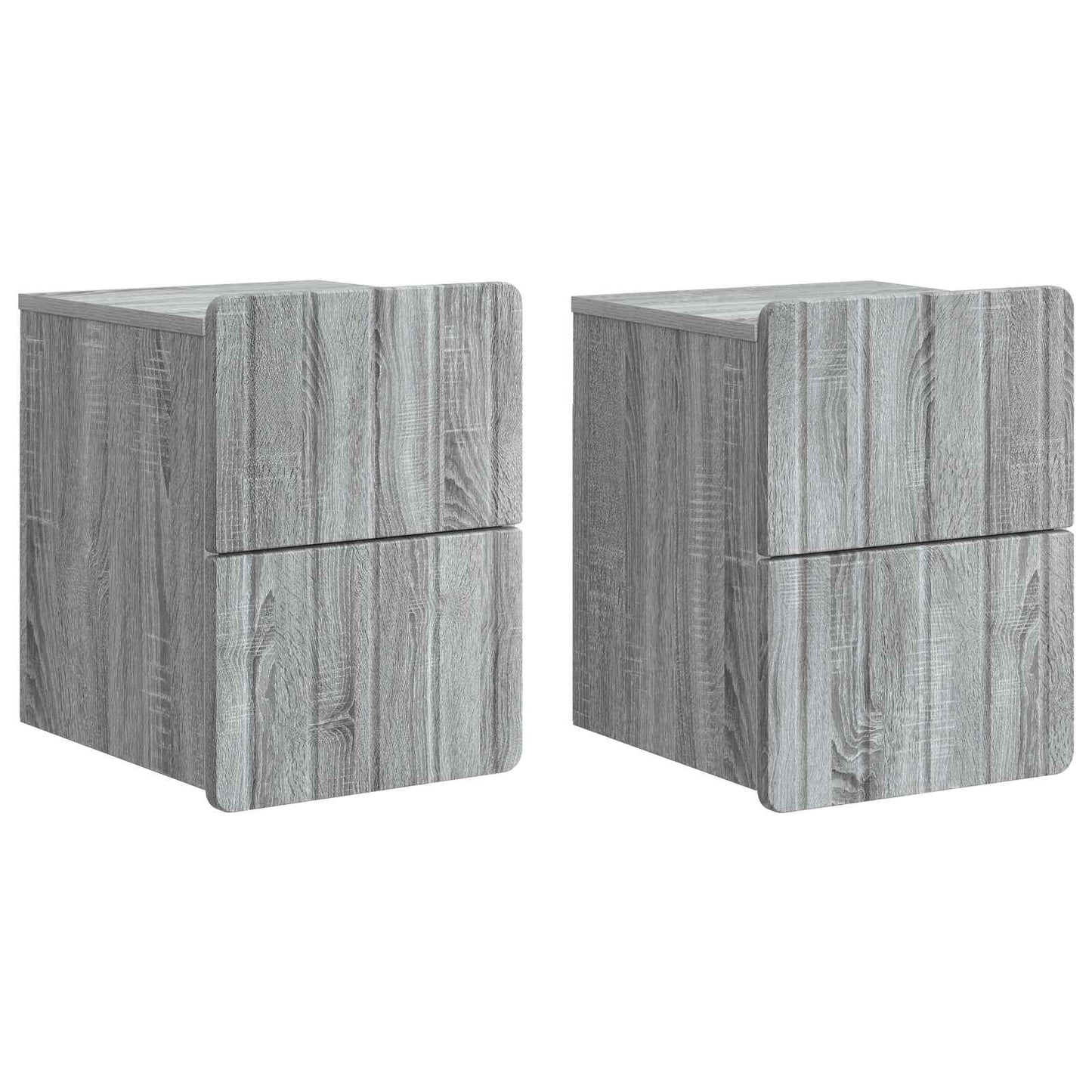 Vegghengt Nattbord med skuff 2 pcs Grå sonoma 33 x 34,5 x 43 cm