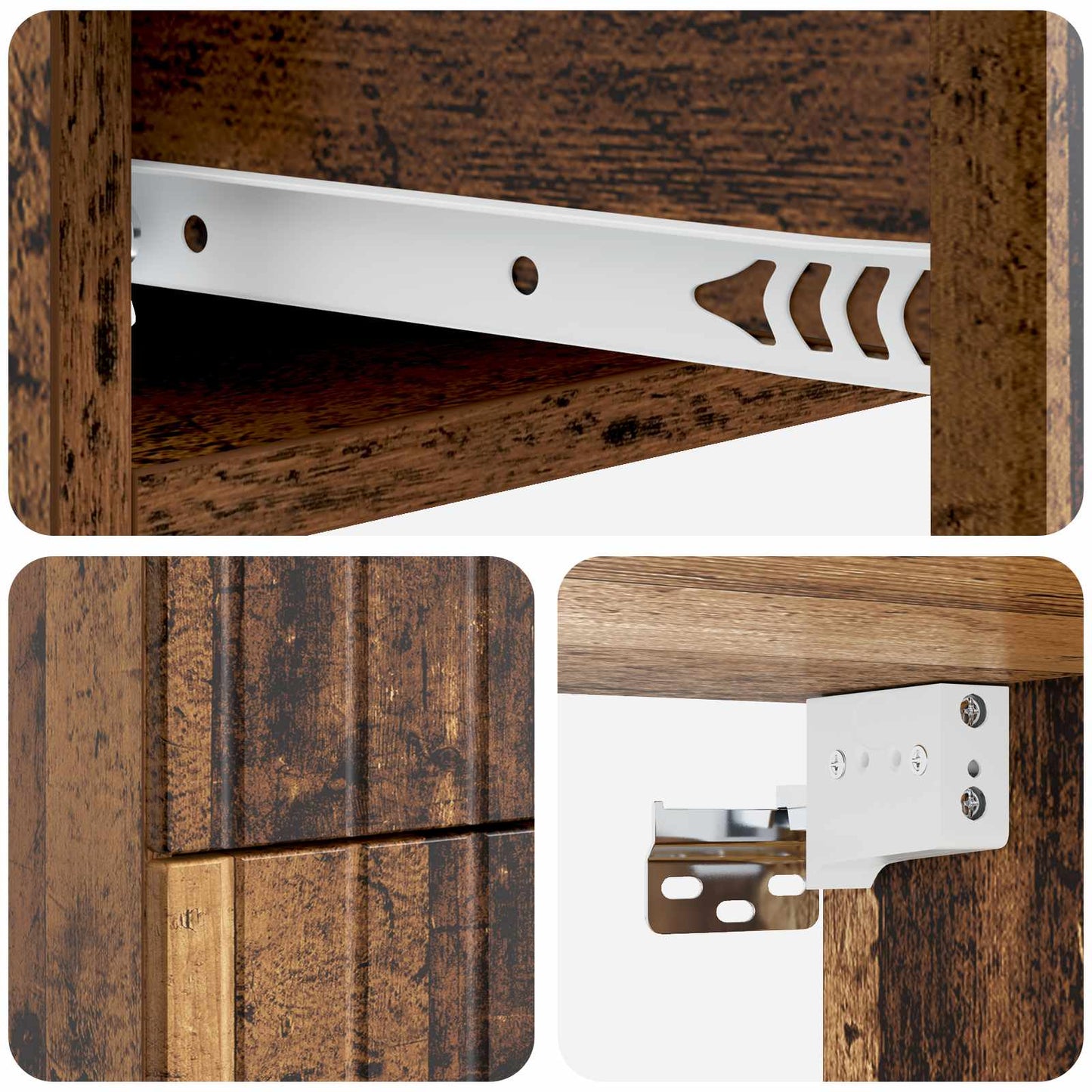 Vegghengt Nattbord 2 pcs Gammelt tre 33 x 34,5 x 43 cm