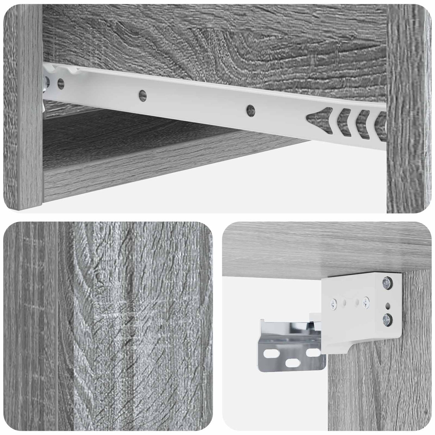 Vegghengt Sidebord Grå sonoma 59 x 34,5 x 17 cm Konstruert tre