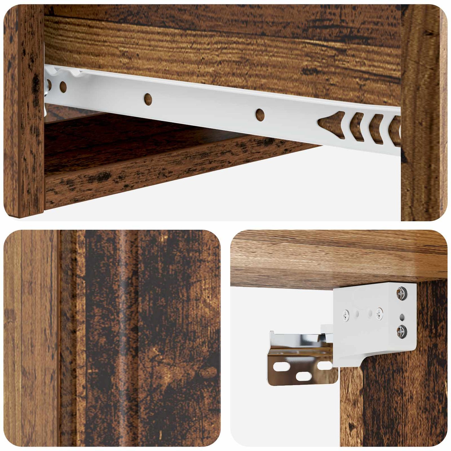 Vegghengt Sidebord Gammelt tre 59 x 34,5 x 17 cm Konstruert tre