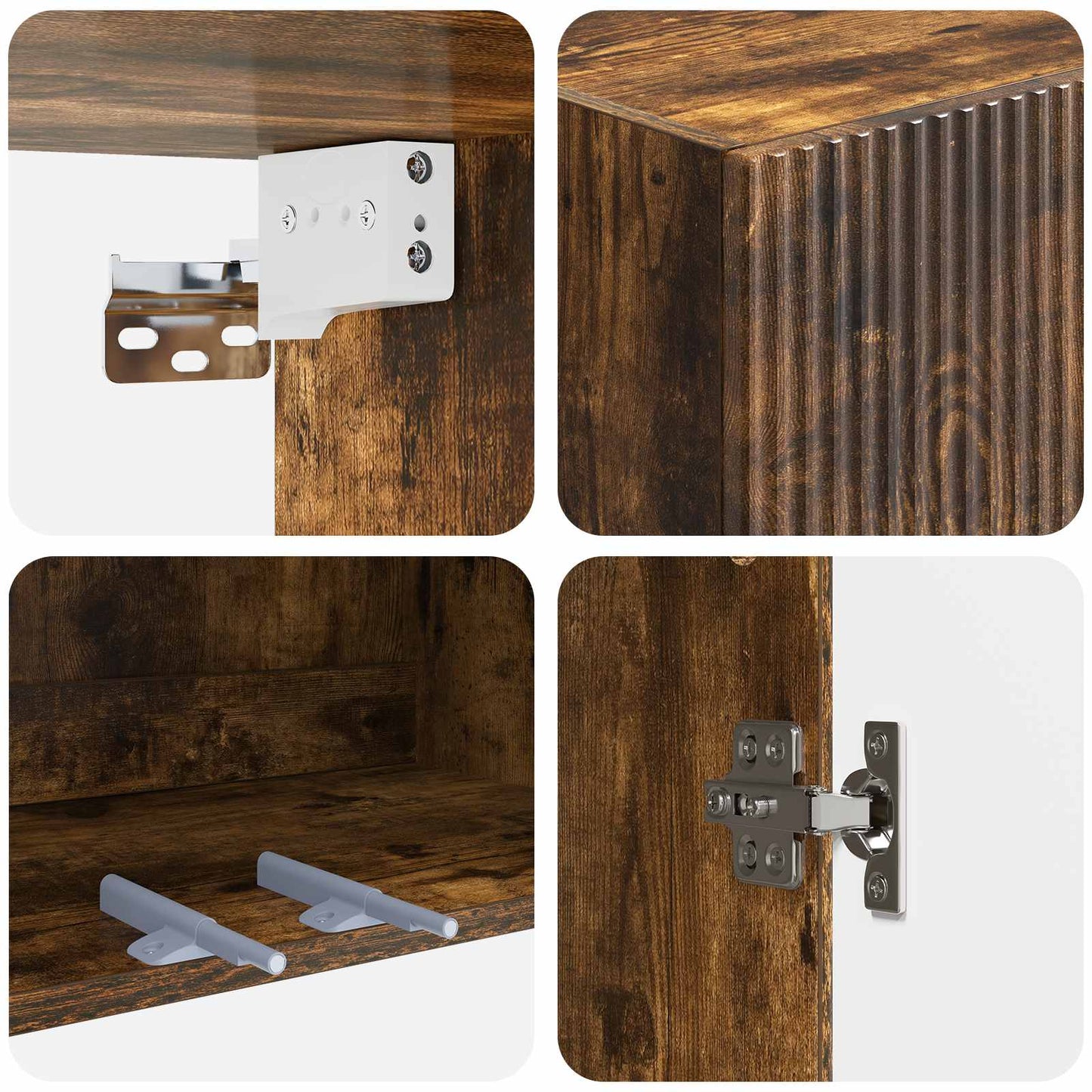 Vegghengt skap Røkt Eik 66 x 34,5 x 90 cm Konstruert tre