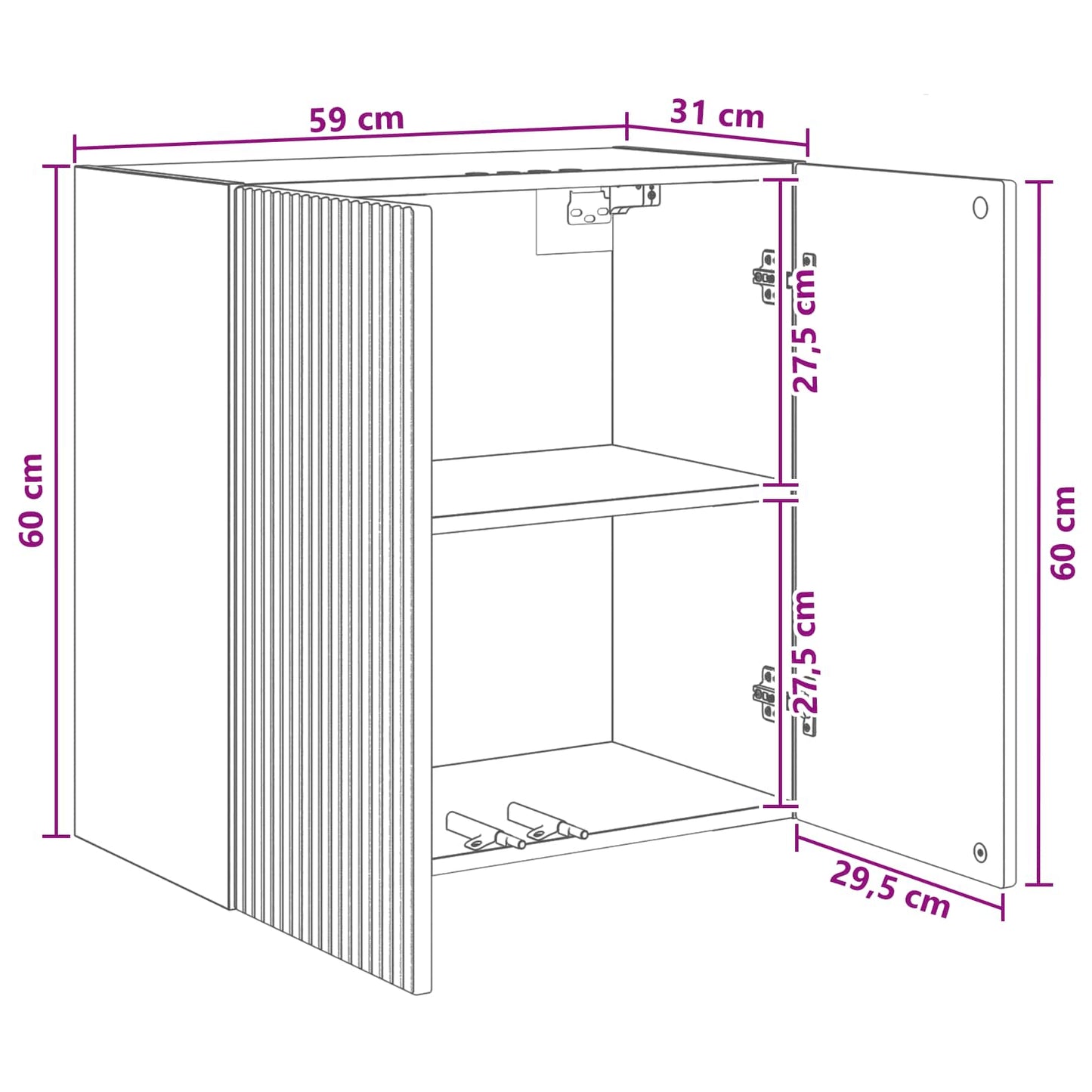 Vegghengt skap Høgglans hvit 59 x 31 x 60 cm Konstruert tre