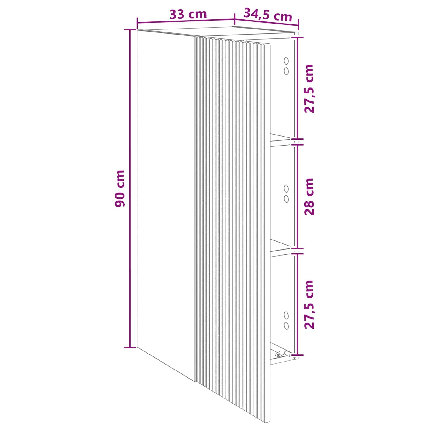 Vegghengt skap Sonoma eik 33 x 34,5 x 90 cm Konstruert tre