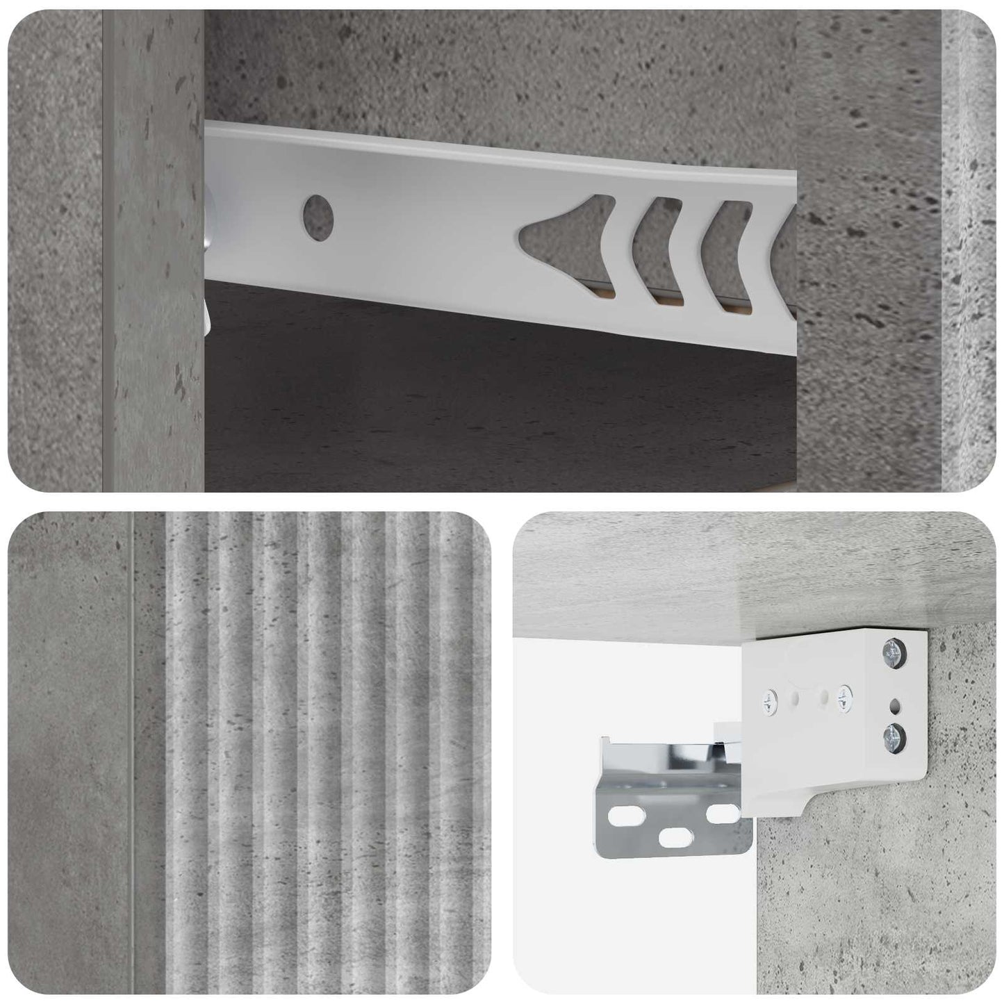 Vegghengt Nattbord Betonggrå 33 x 34,5 x 20 cm Konstruert tre