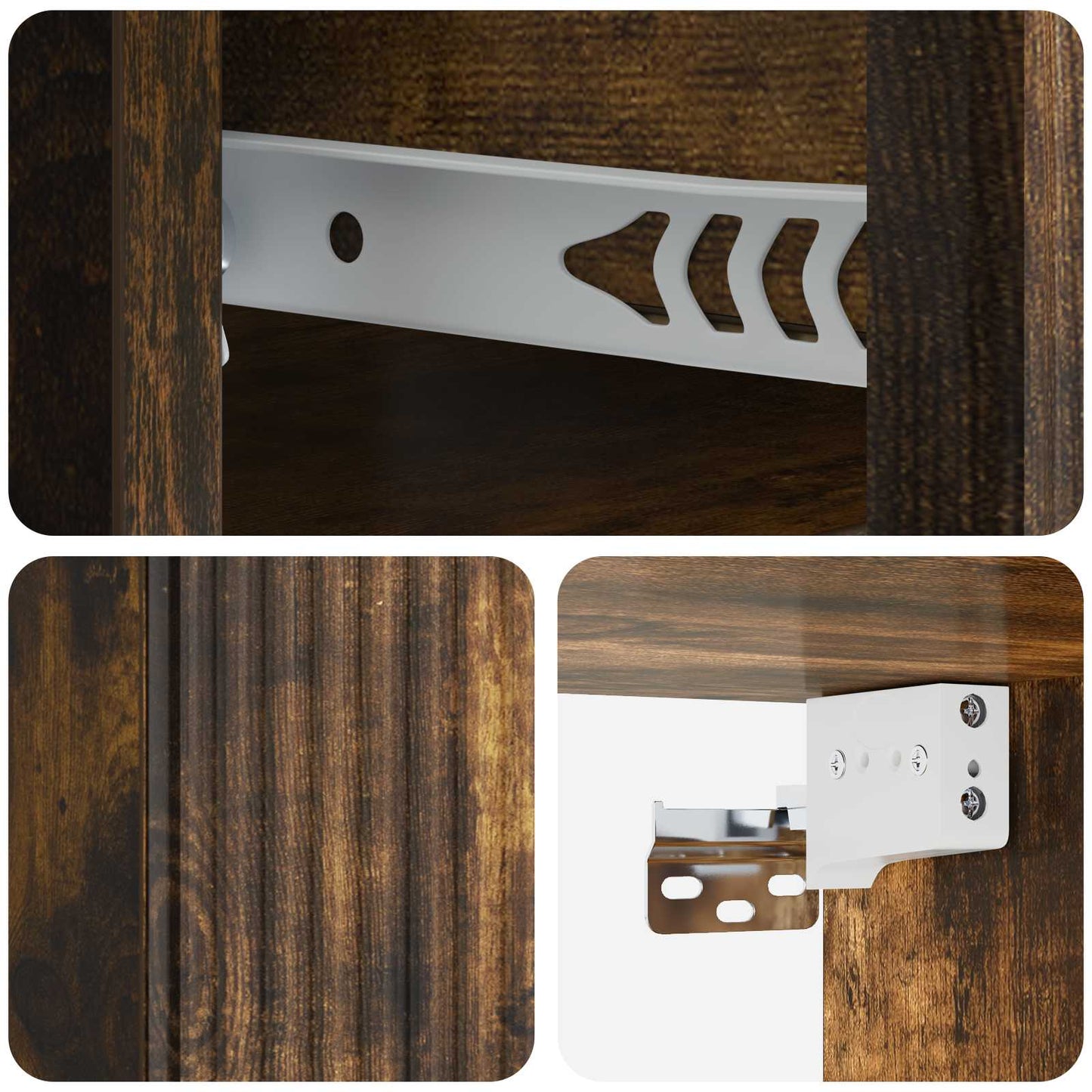Vegghengt Nattbord Røkt Eik 33 x 34,5 x 20 cm Konstruert tre
