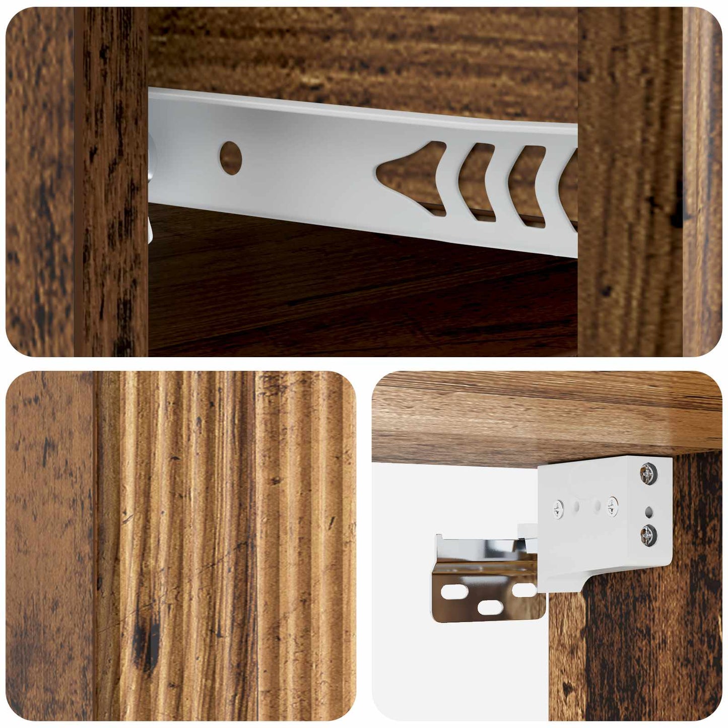 Vegghengt Nattbord 2 pcs Gammelt tre 33 x 34,5 x 20 cm