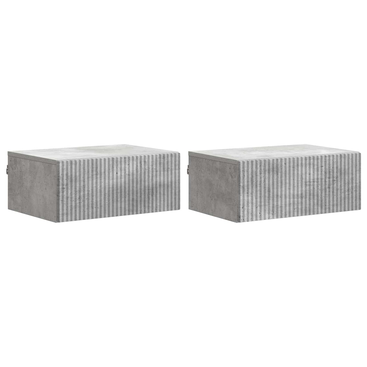 Vegghengt Nattbord med skuff 2 pcs Betonggrå 49 x 34,5 x 20 cm